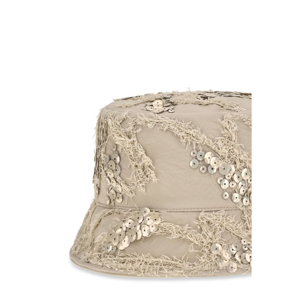 Brunello Cucinelli Beige Silk Bucket Hat Brunello Cucinelli