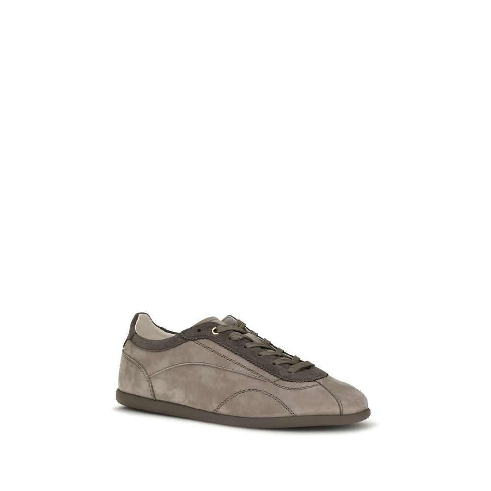 Brunello Cucinelli Gray Calf Leather Bos Taurus Sneakers Brunello Cucinelli