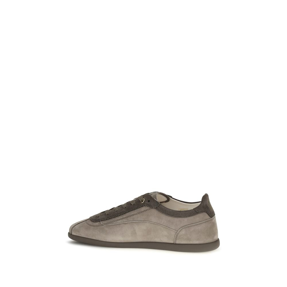 Brunello Cucinelli Gray Calf Leather Bos Taurus Sneakers Brunello Cucinelli