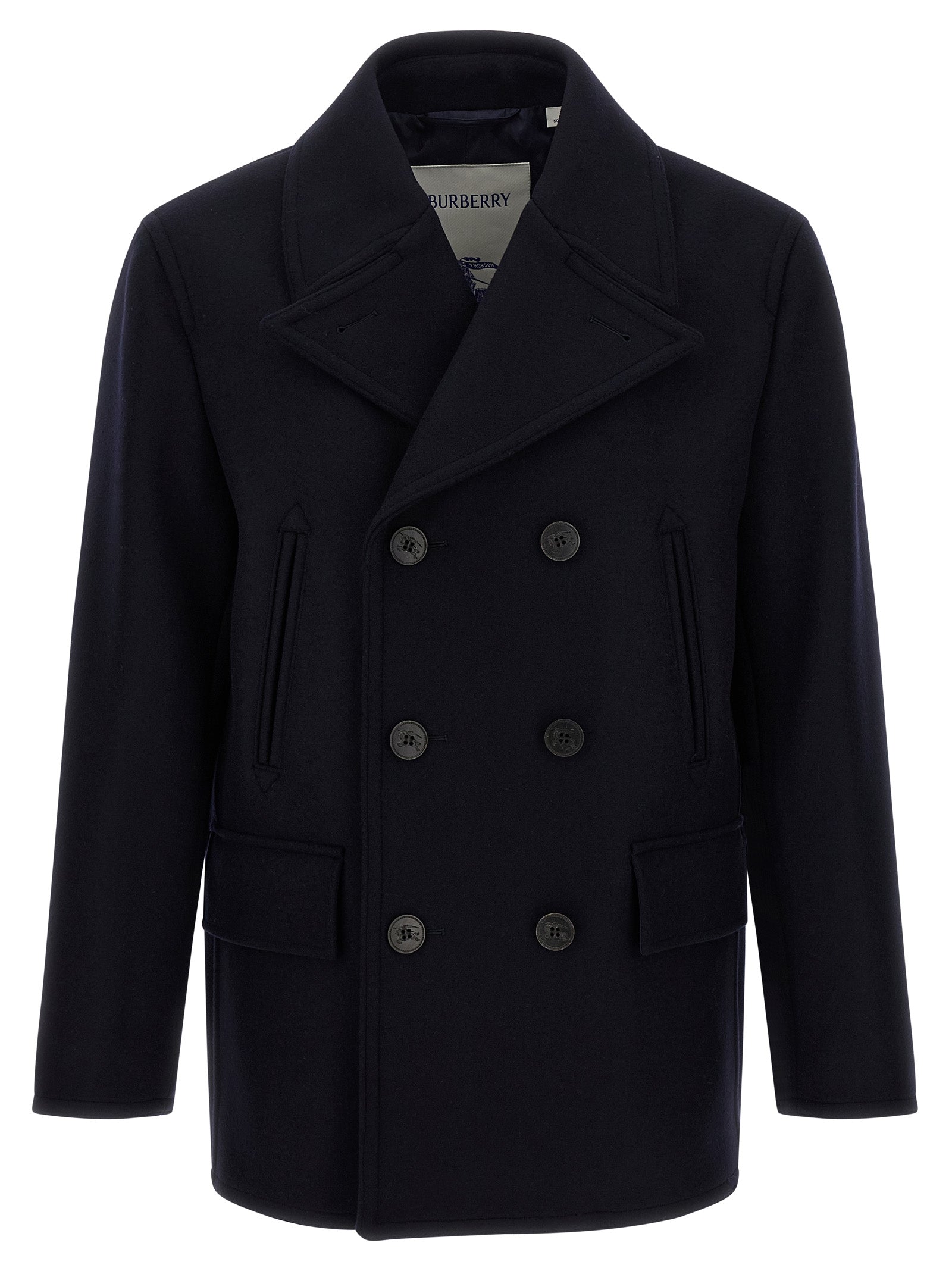 Burberry Blue Wool Coat Burberry