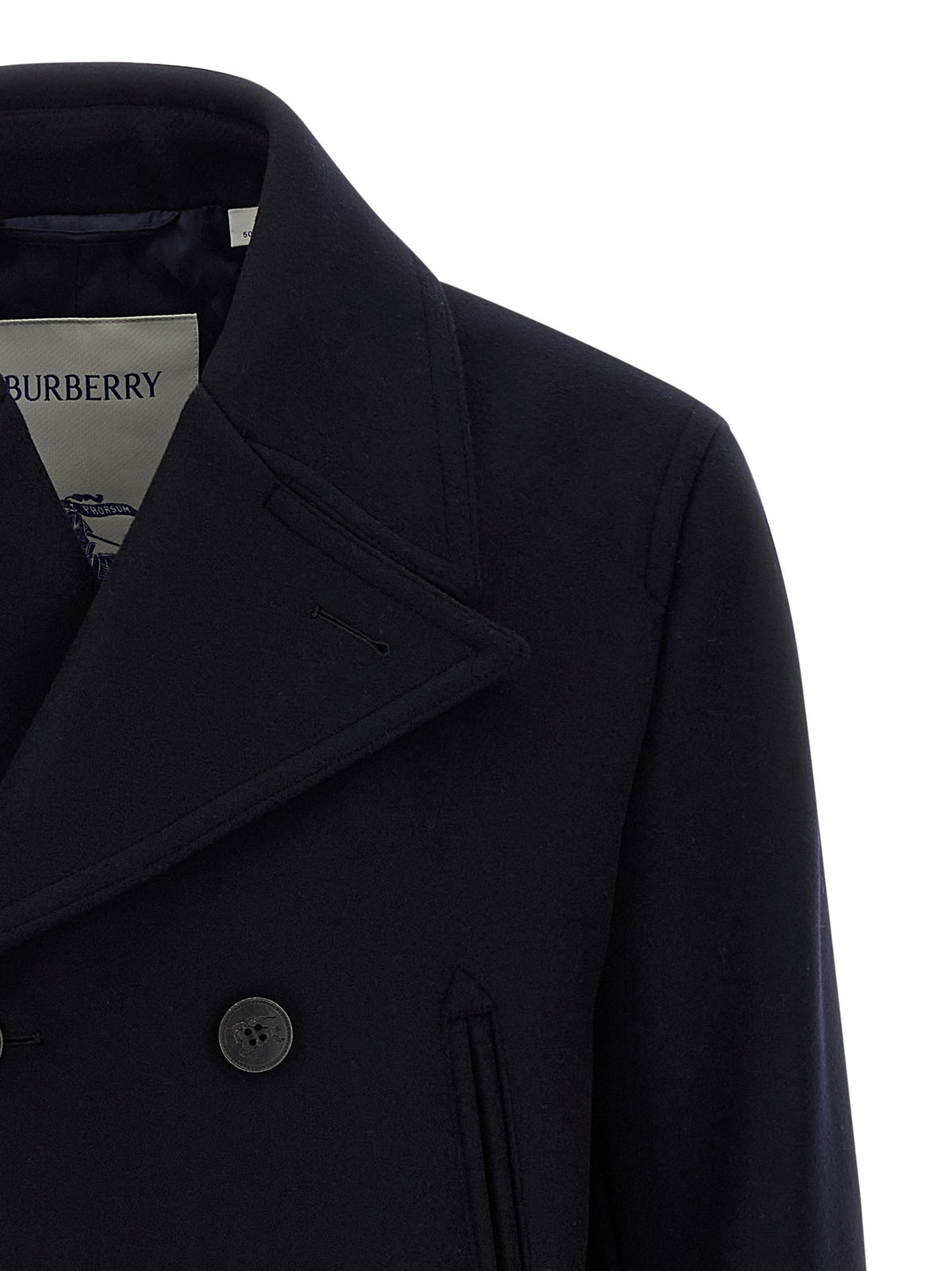 Burberry Blue Wool Coat Burberry