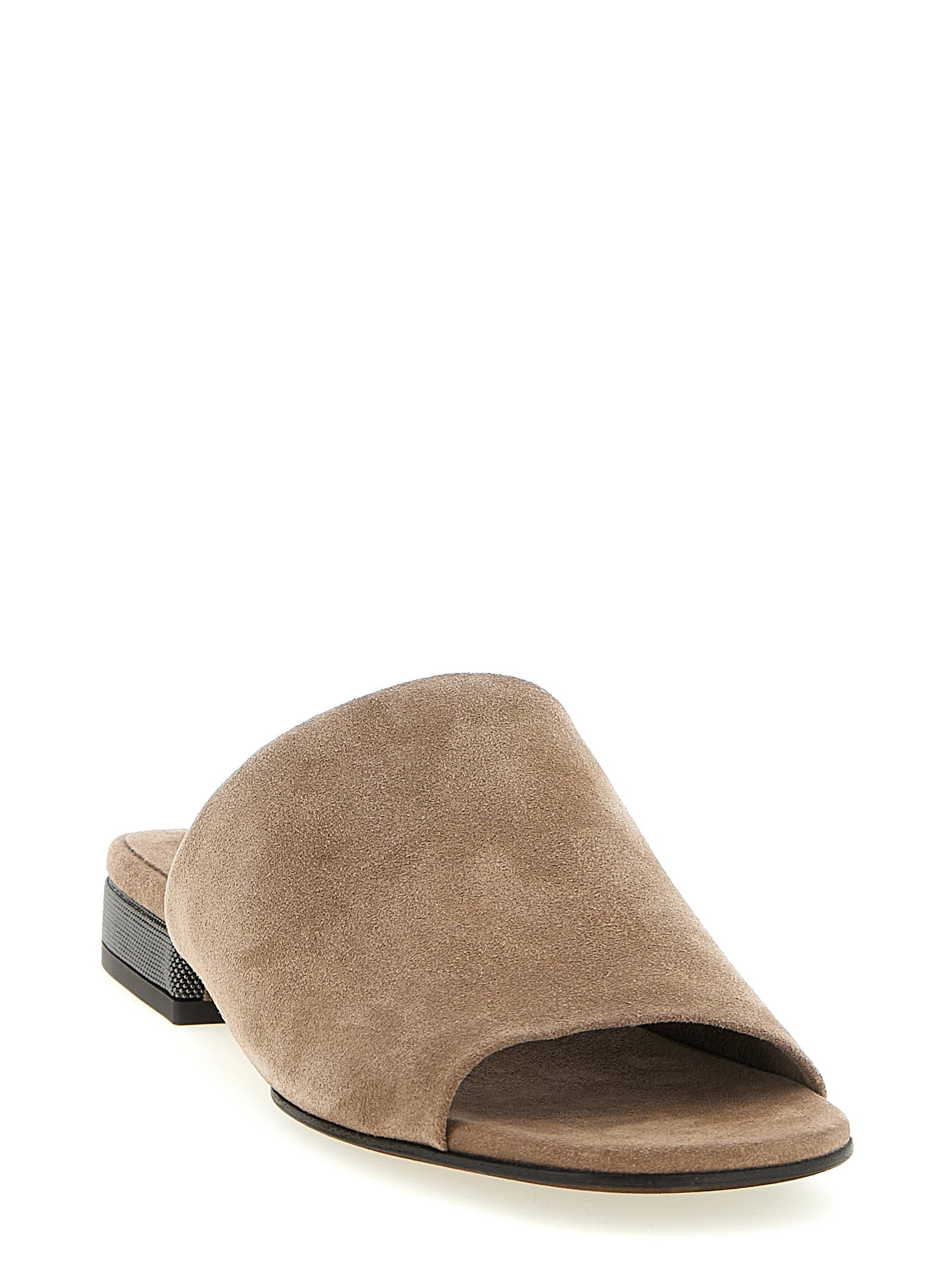 Brunello Cucinelli Brown Calfskin Slides Brunello Cucinelli