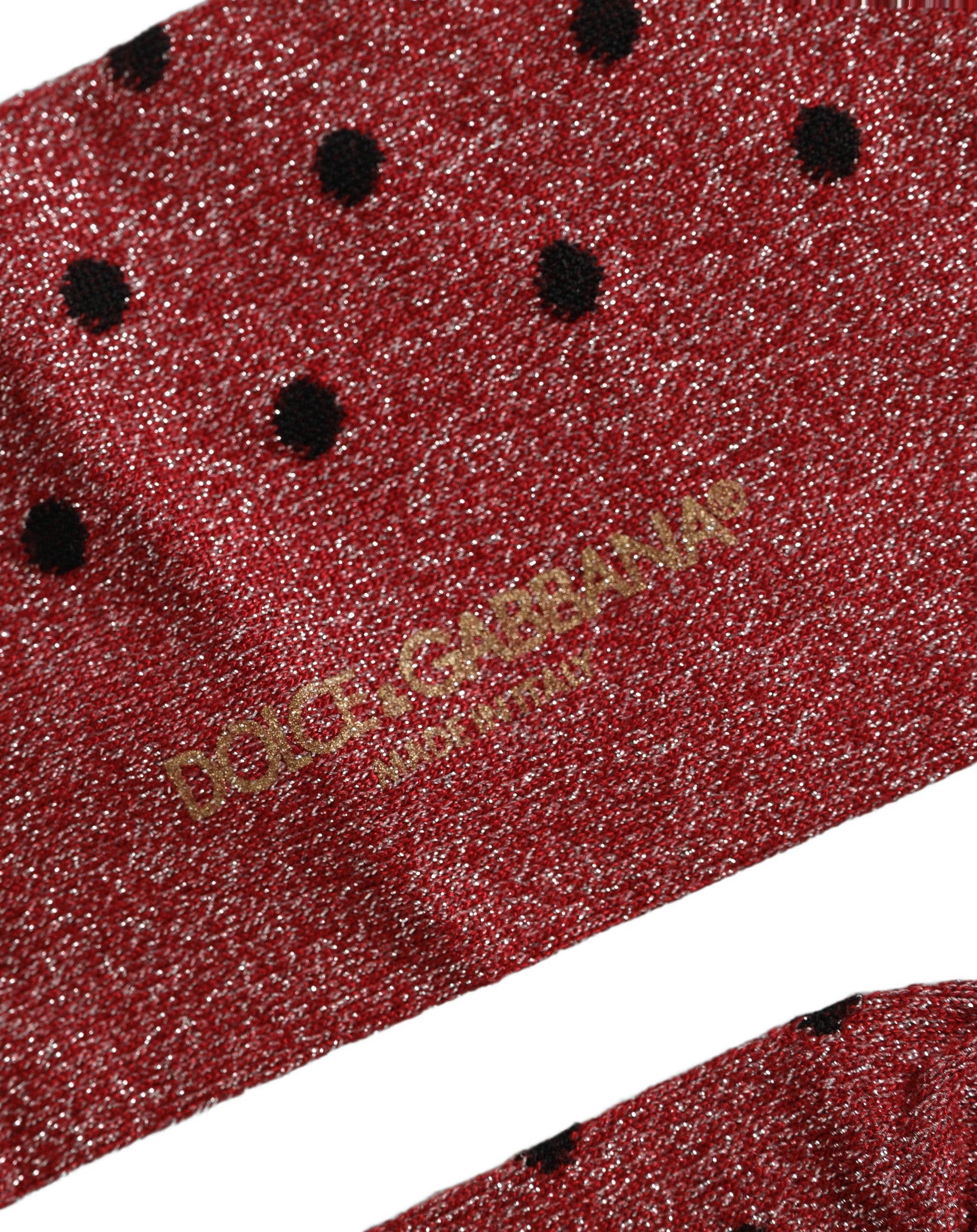 Dolce & Gabbana Maroon Polka Dot Over The Calf Accessory Socks Dolce & Gabbana