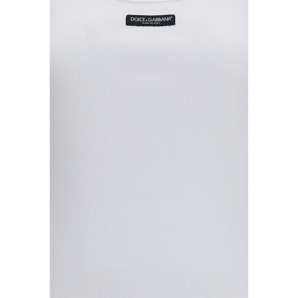 Dolce & Gabbana White Cotton Tank Tops Dolce & Gabbana