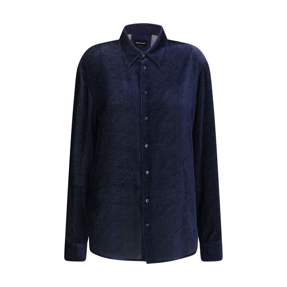 Giorgio Armani Blue Silk Dress Shirt Giorgio Armani