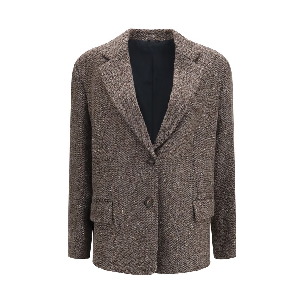 Brunello Cucinelli Brown Wool Oves Aries Biker Jacket Brunello Cucinelli