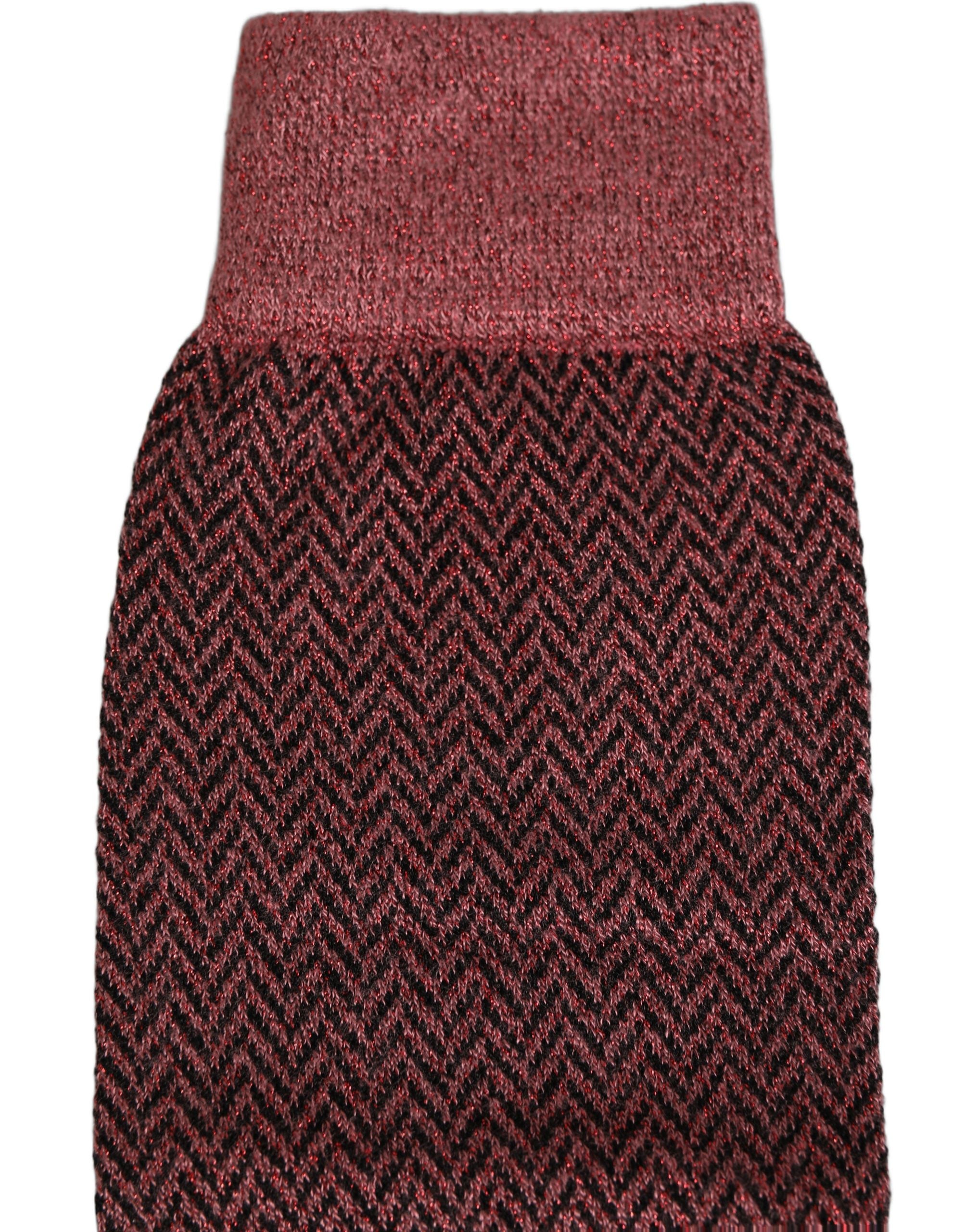Dolce & Gabbana Burgundy Viscose Over The Calf Accessory Socks Dolce & Gabbana