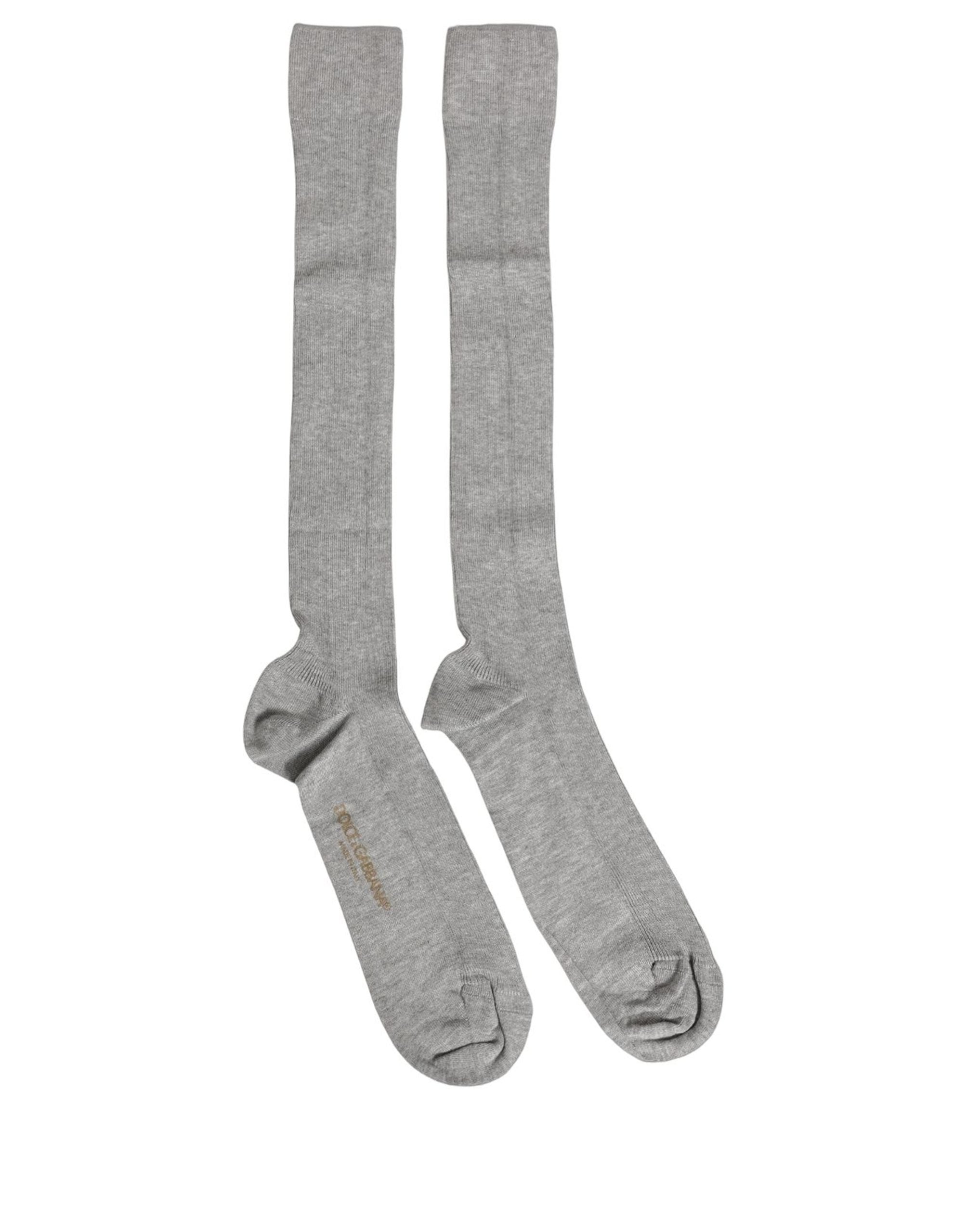 Dolce & Gabbana Men Gray Viscose Over The Calf Accessory Socks Dolce & Gabbana