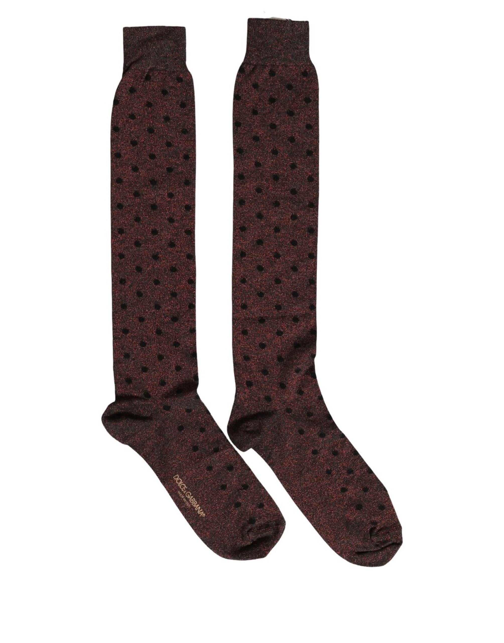 Dolce & Gabbana Brown Polka Dot Over The Calf Accessory Socks Dolce & Gabbana