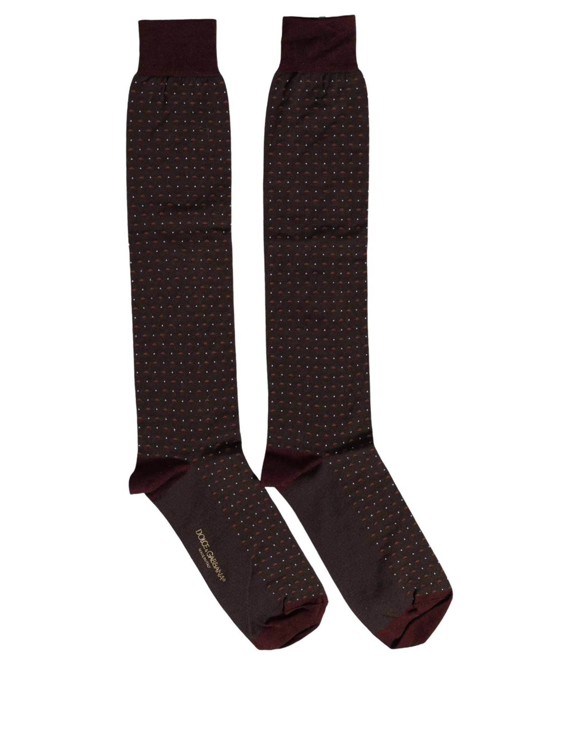 Dolce & Gabbana Burgundy Polka Dot Over The Calf Accessory Socks Dolce & Gabbana