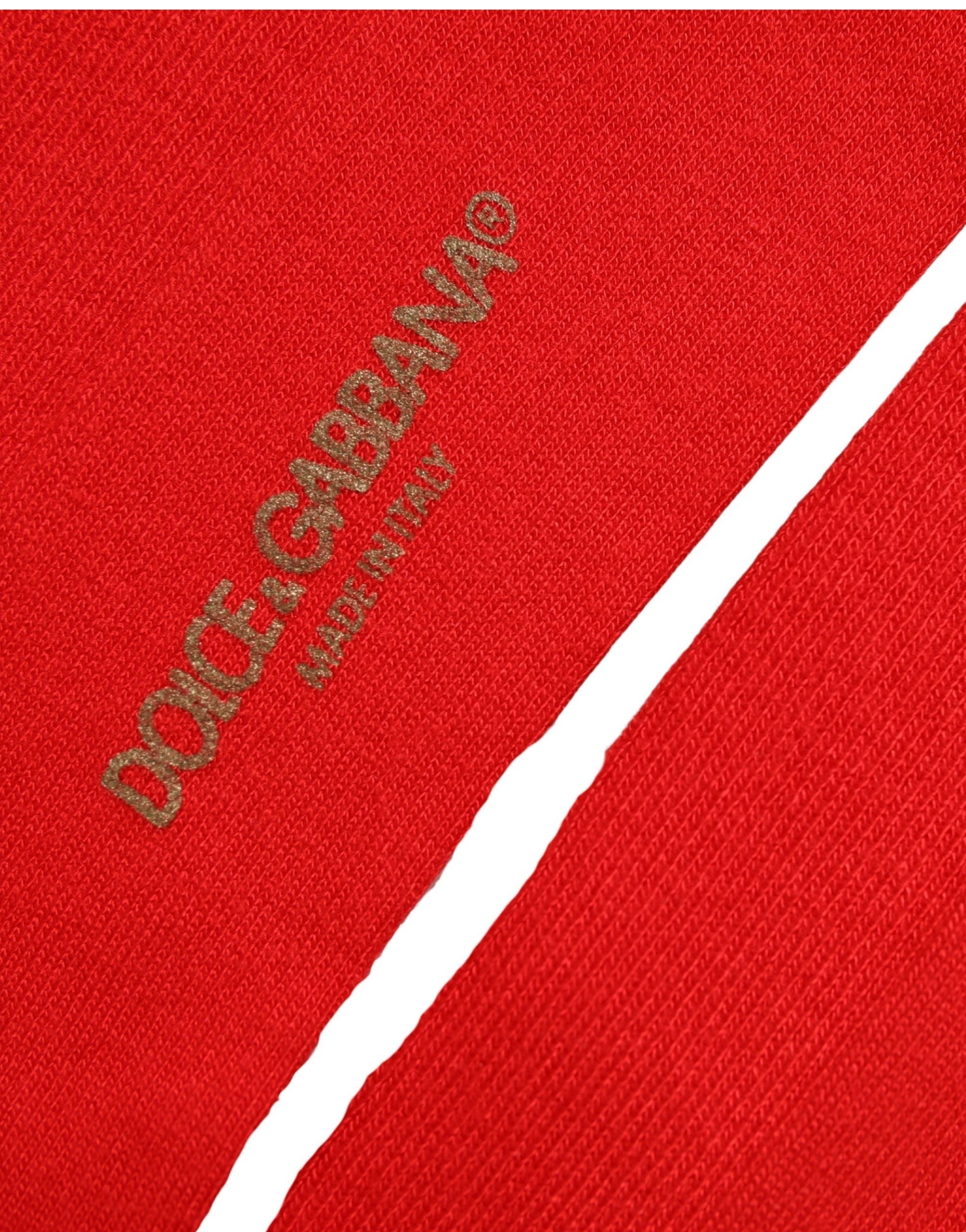 Dolce & Gabbana Men Red Logo Thigh High Ribbed Accessory Socks Dolce & Gabbana