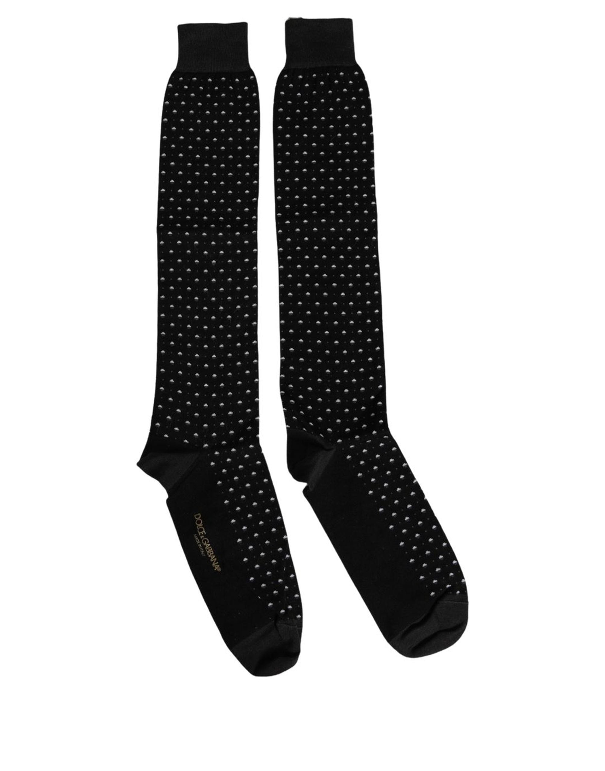 Dolce & Gabbana Black Polka Dot Over The Calf Accessory Socks Dolce & Gabbana