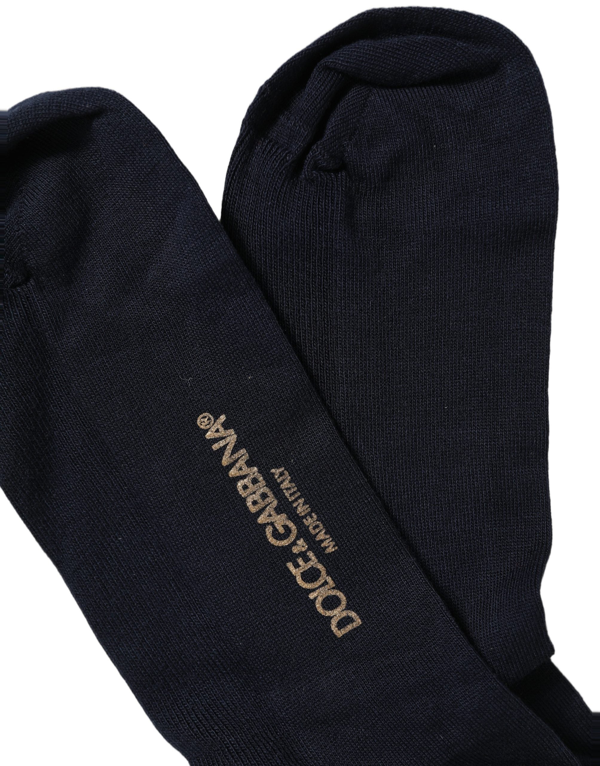 Dolce & Gabbana Men Dark Blue Viscose Over The Calf Accessory Socks Dolce & Gabbana