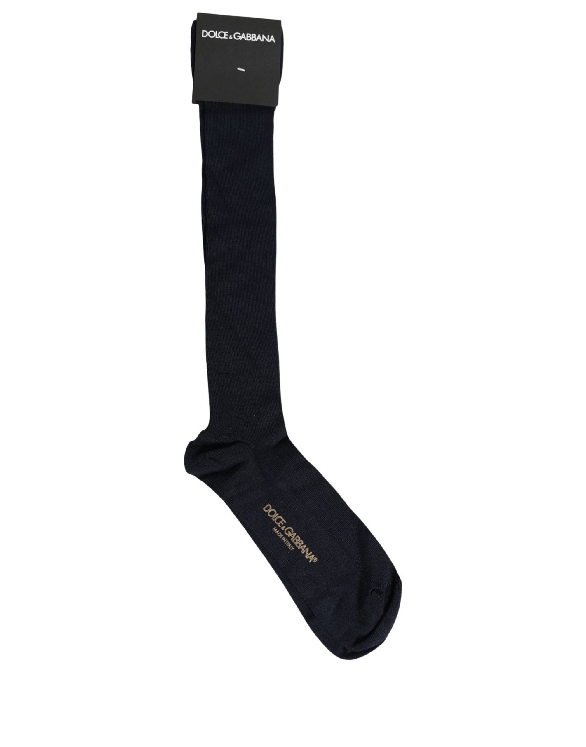 Dolce & Gabbana Men Dark Blue Viscose Over The Calf Accessory Socks Dolce & Gabbana