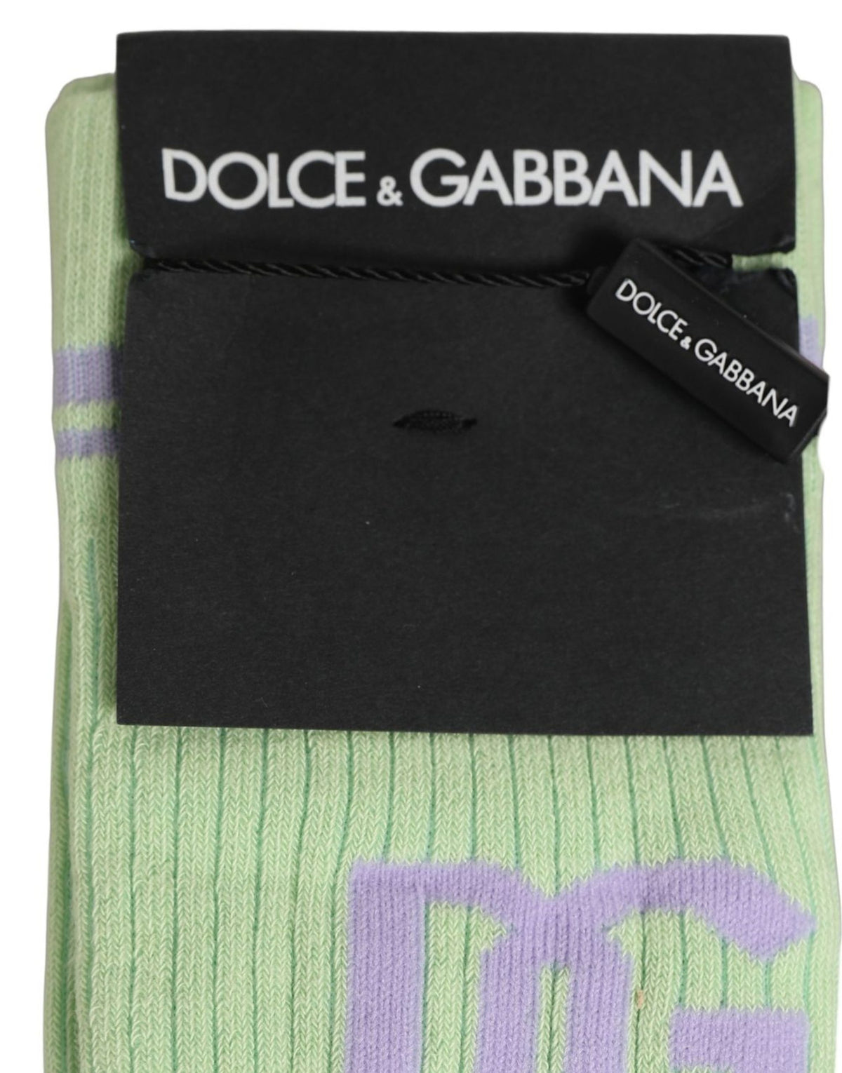 Dolce & Gabbana Men Light Green Logo Over Calf Accessory Socks Dolce & Gabbana