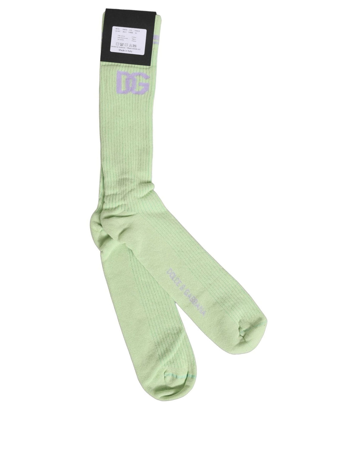 Dolce & Gabbana Men Light Green Logo Over Calf Accessory Socks Dolce & Gabbana