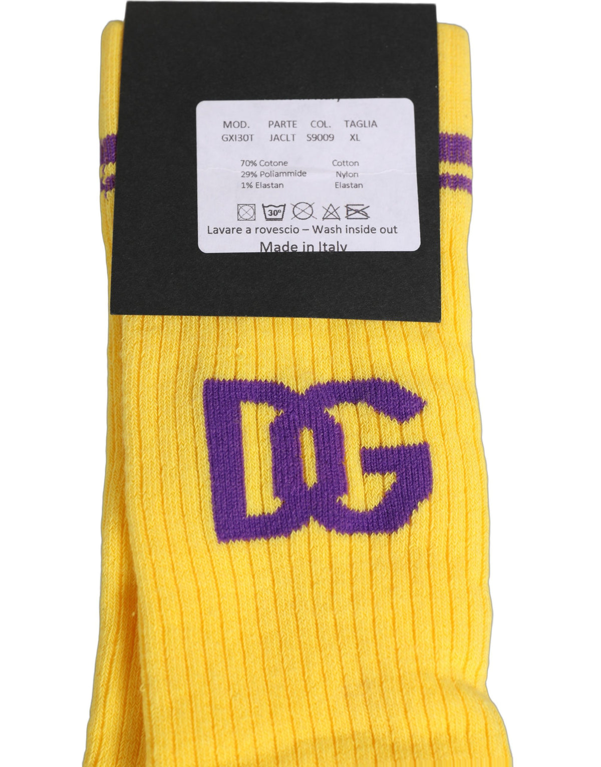 Dolce & Gabbana Men Yellow DG Logo Over Calf Accessory Socks Dolce & Gabbana