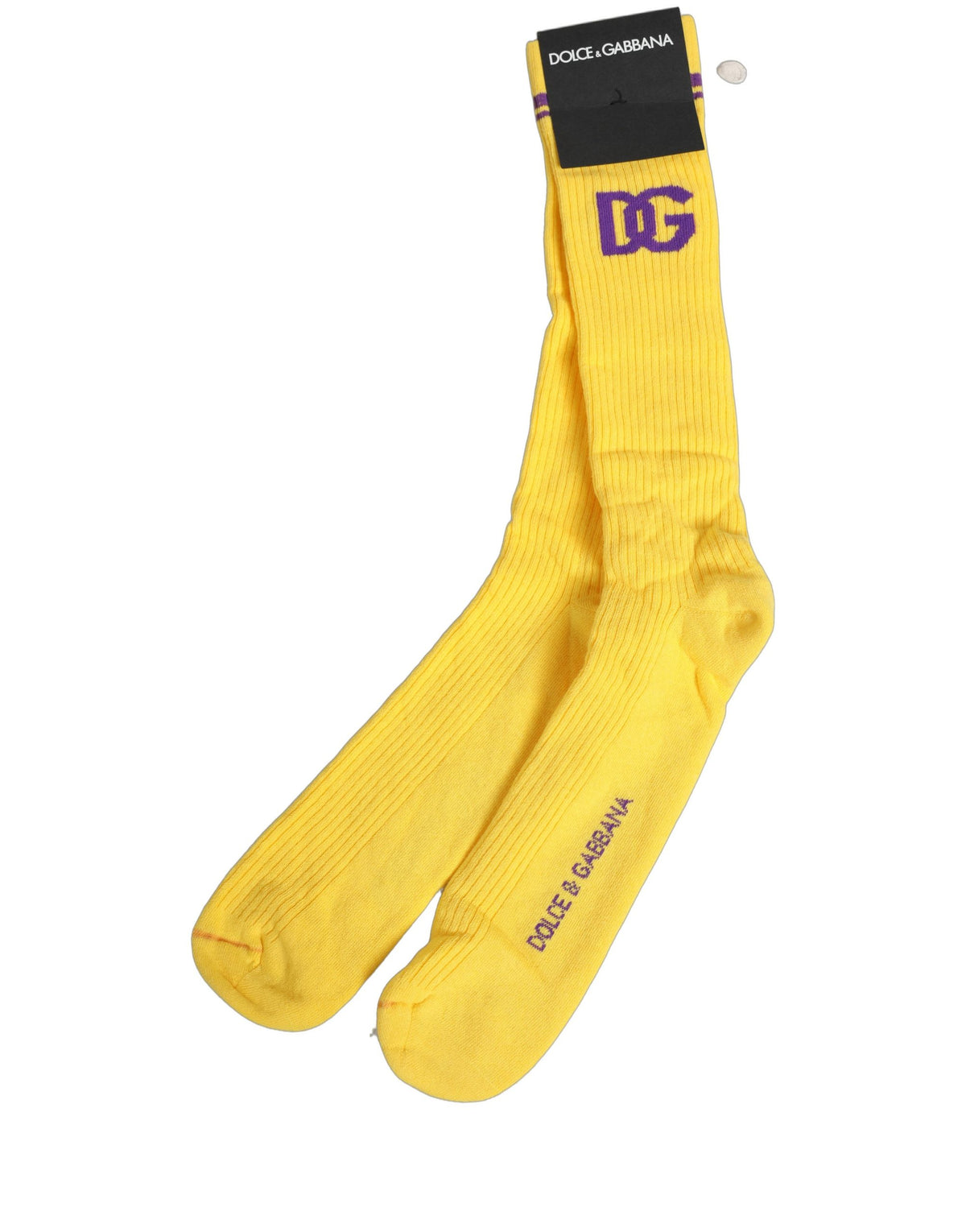 Dolce & Gabbana Men Yellow DG Logo Over Calf Accessory Socks Dolce & Gabbana