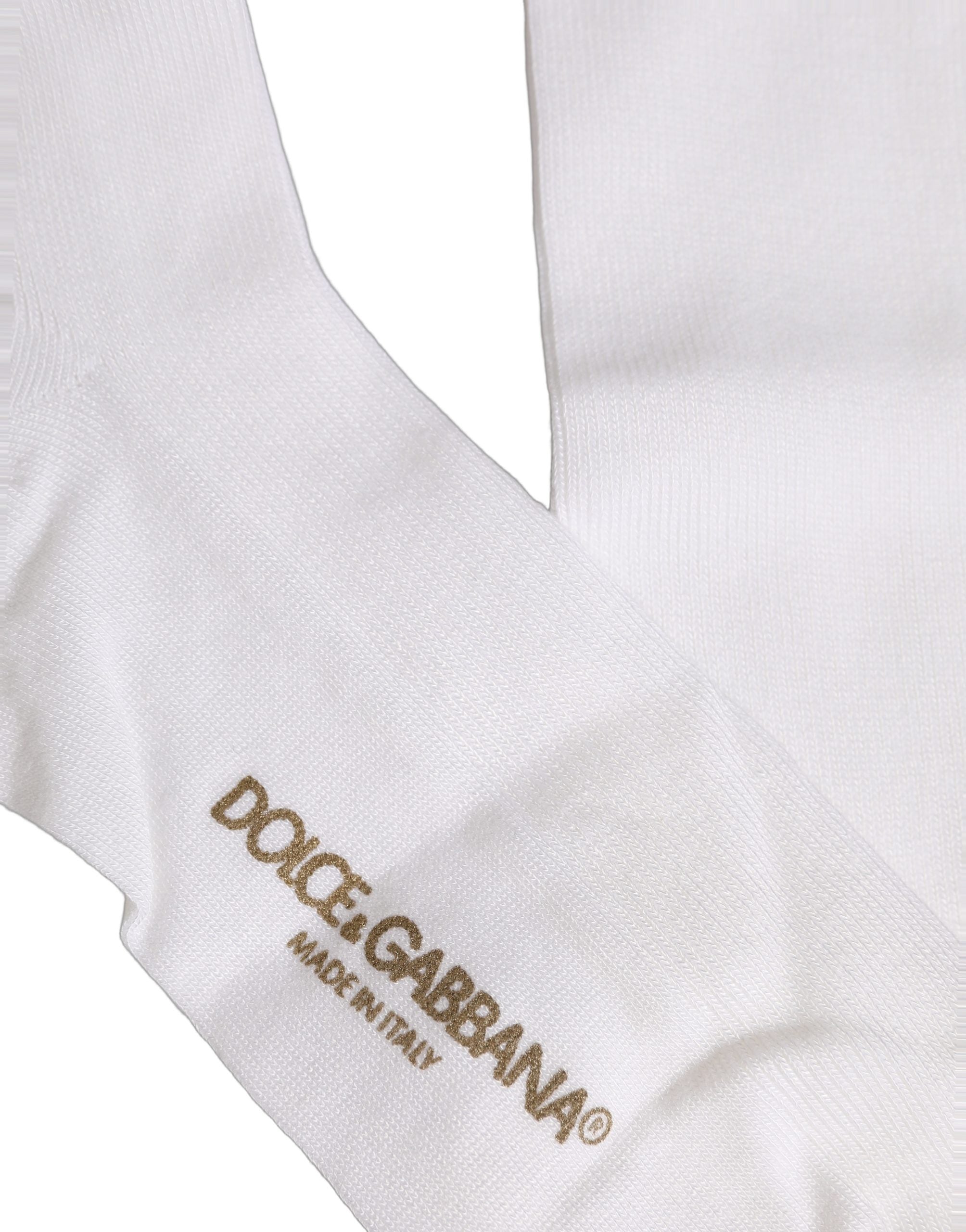 Dolce & Gabbana Men White Viscose Over The Calf Accessory Socks Dolce & Gabbana
