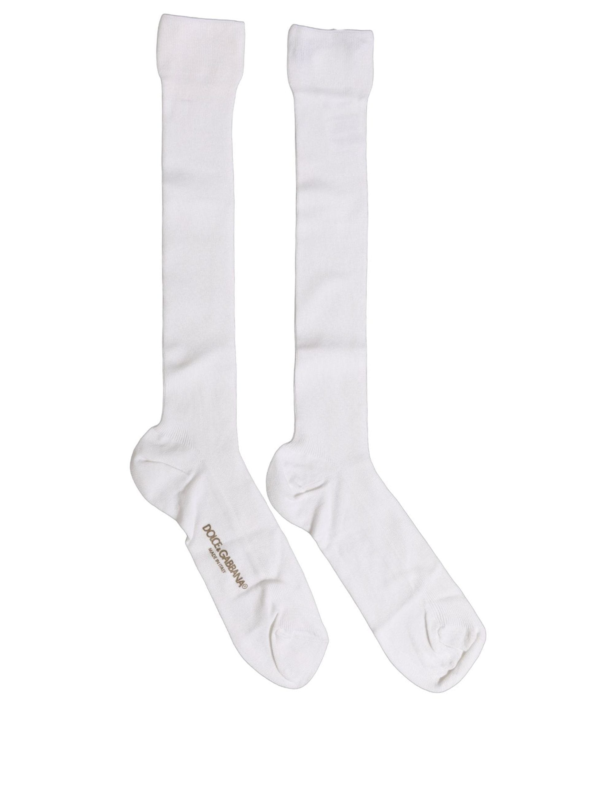 Dolce & Gabbana Men White Viscose Over The Calf Accessory Socks Dolce & Gabbana