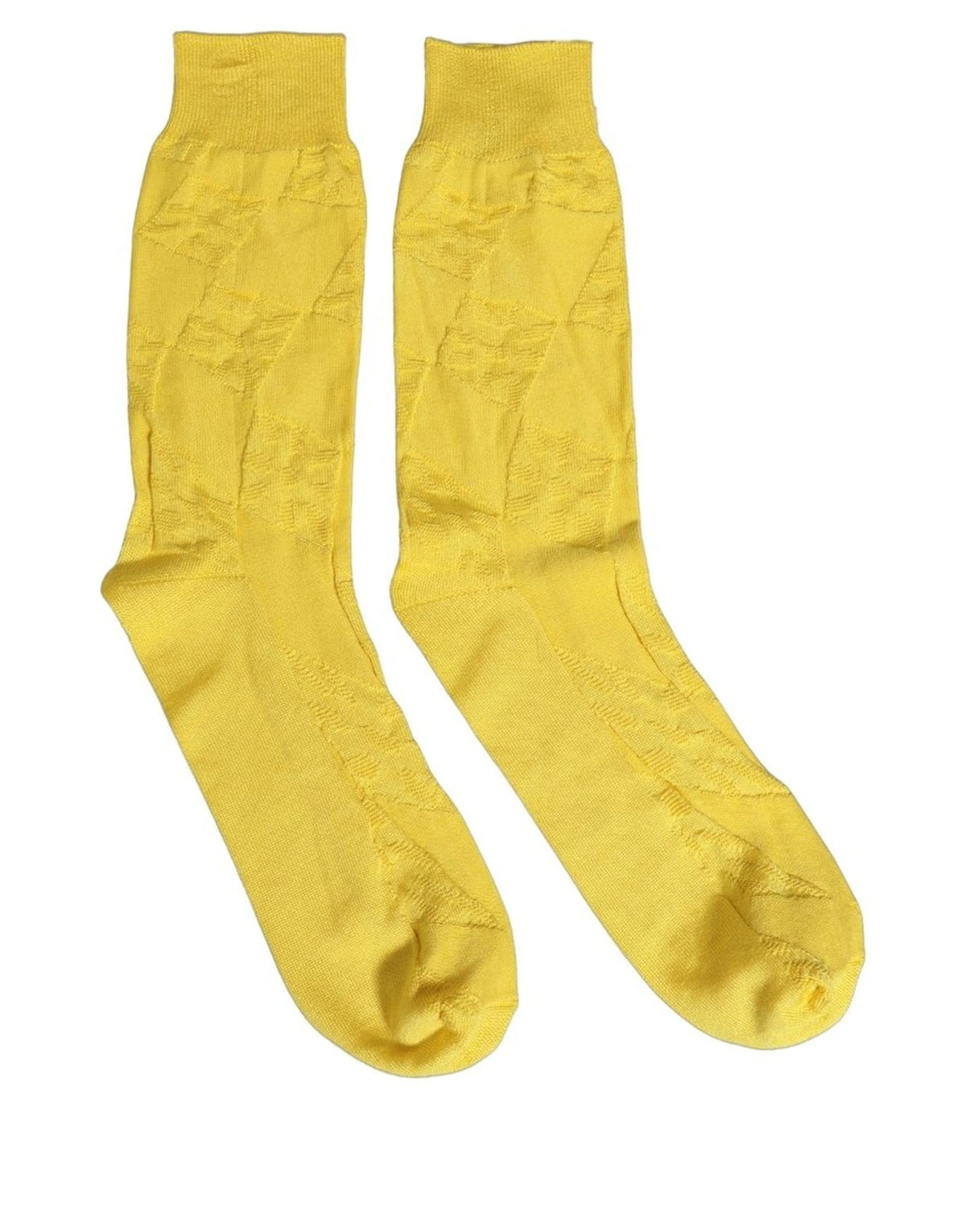 Dolce & Gabbana Men Yellow 100% Silk Mid Calf Accessory Socks Dolce & Gabbana