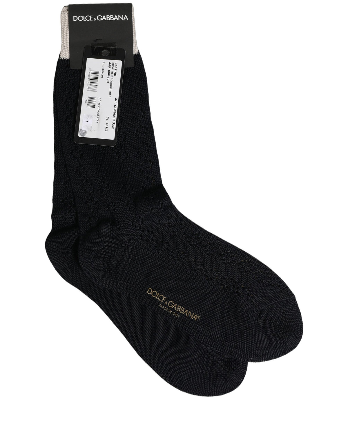 Dolce & Gabbana Dark Blue Cotton Knit Mid Calf Accessory Socks Dolce & Gabbana
