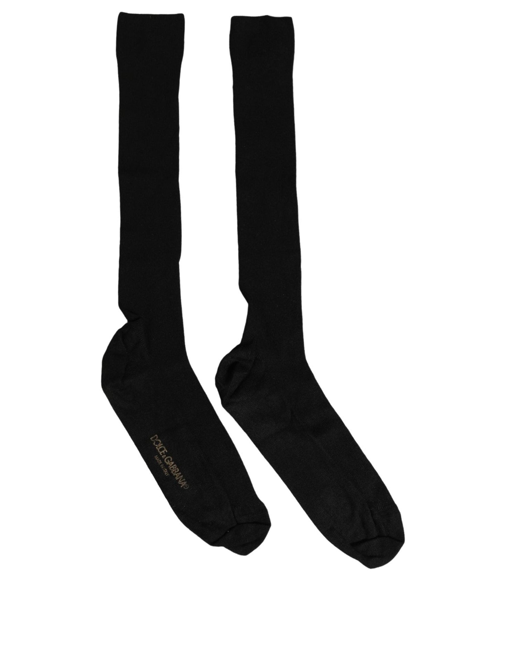 Dolce & Gabbana Men Black Viscose Logo Knee High Accessory Socks Dolce & Gabbana