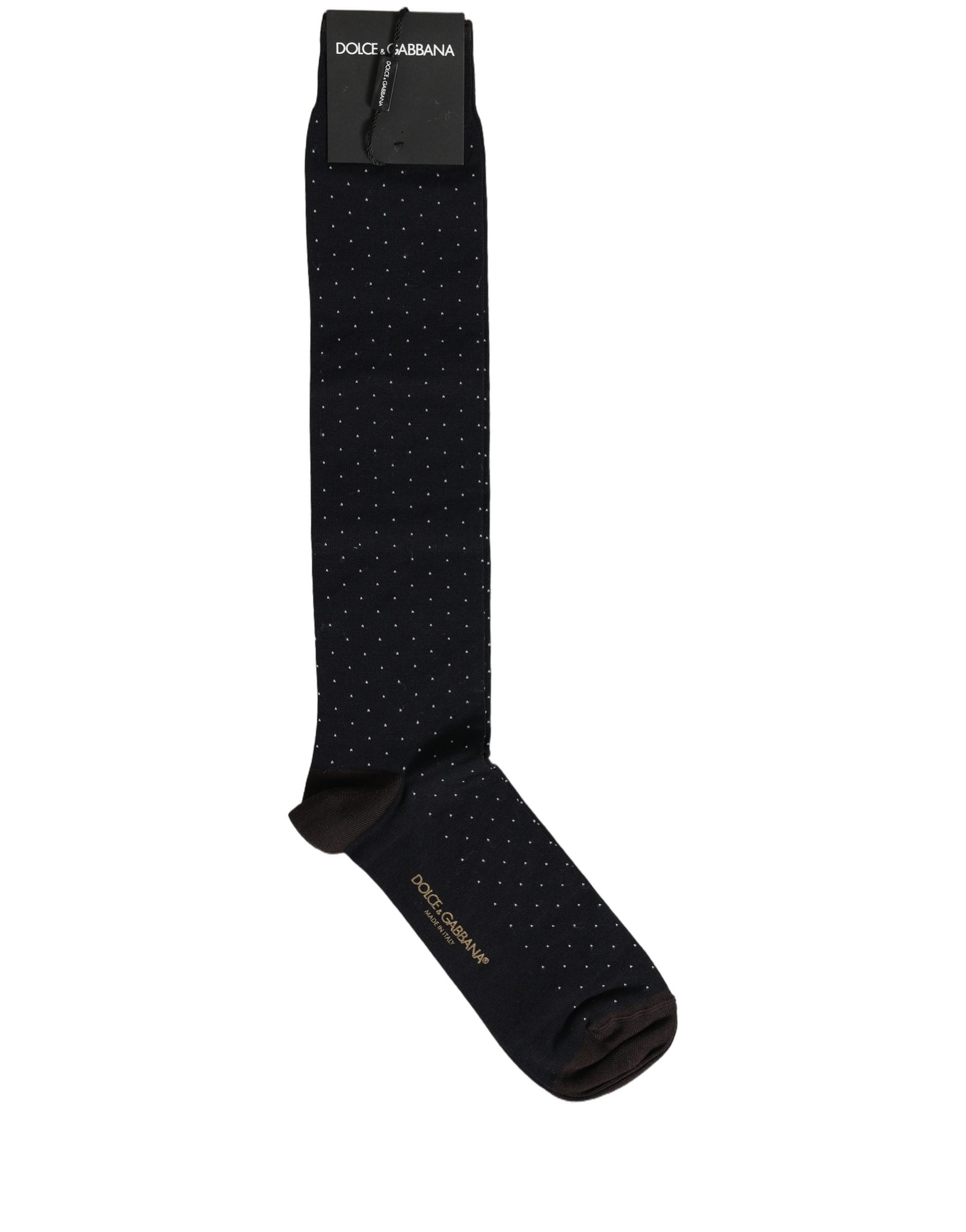 Dolce & Gabbana Men Black Cotton Polka Dot Over The Calf Socks Dolce & Gabbana