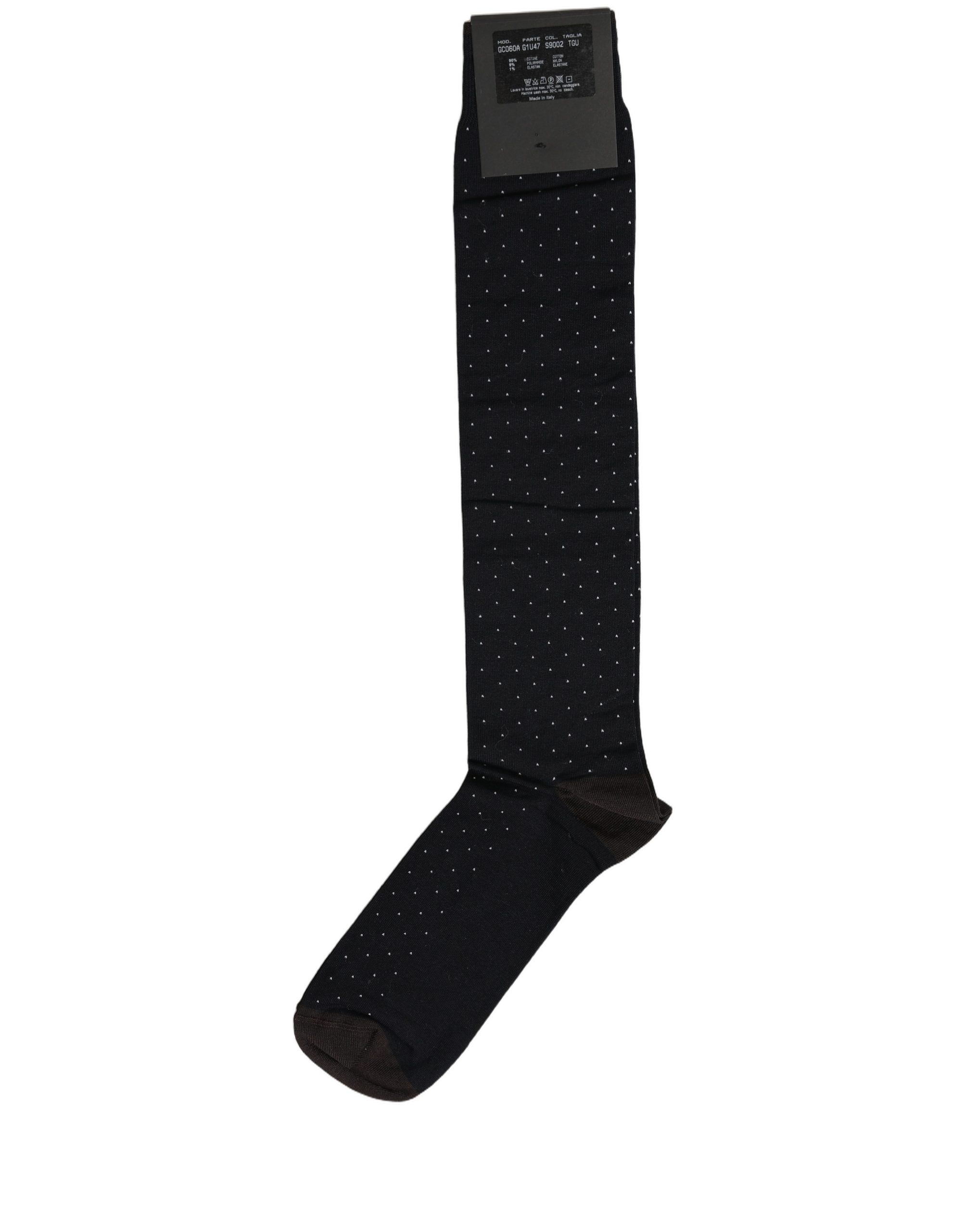 Dolce & Gabbana Men Black Cotton Polka Dot Over The Calf Socks Dolce & Gabbana