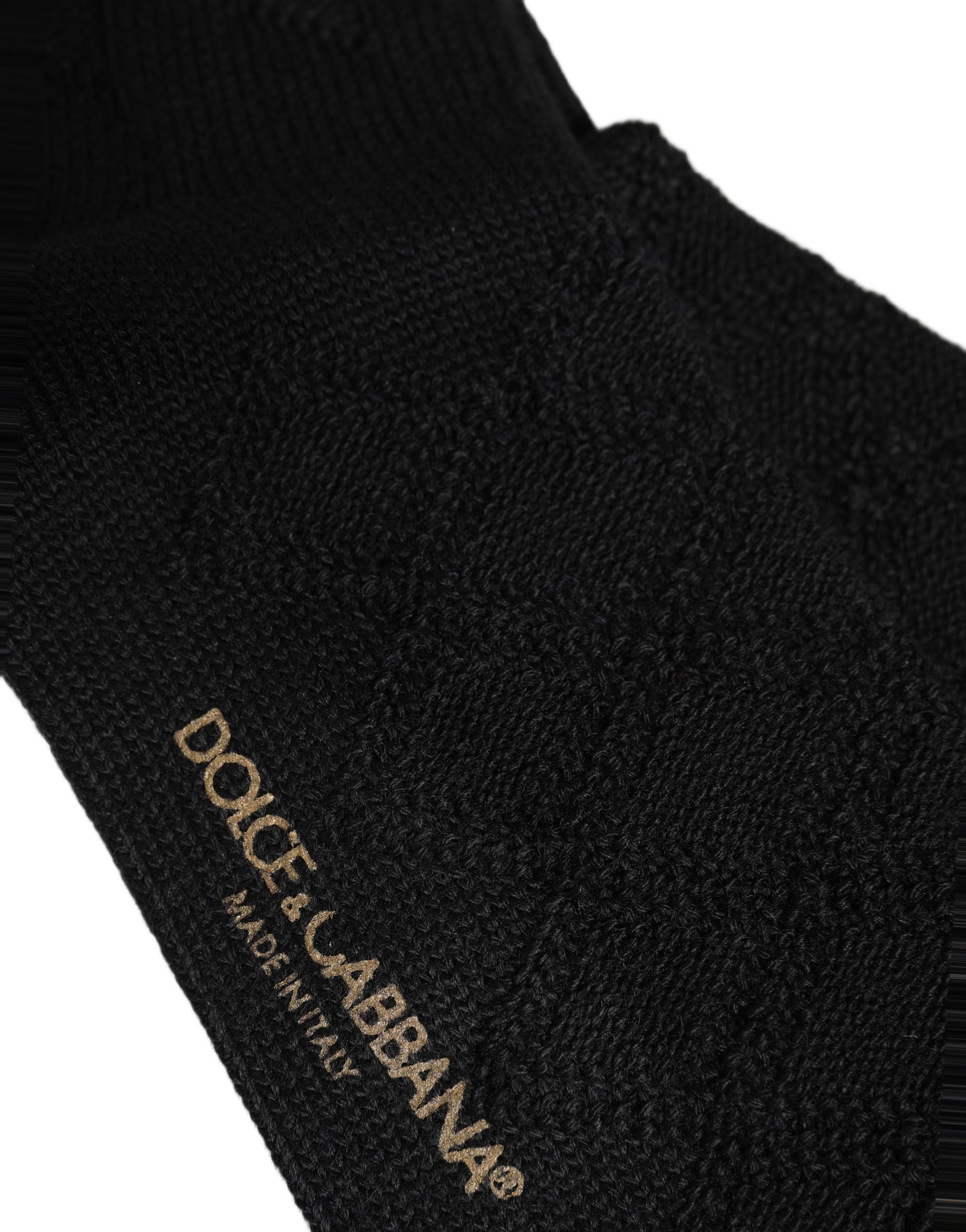 Dolce & Gabbana Black Wool Floral Over The Calf Accessory Socks Dolce & Gabbana
