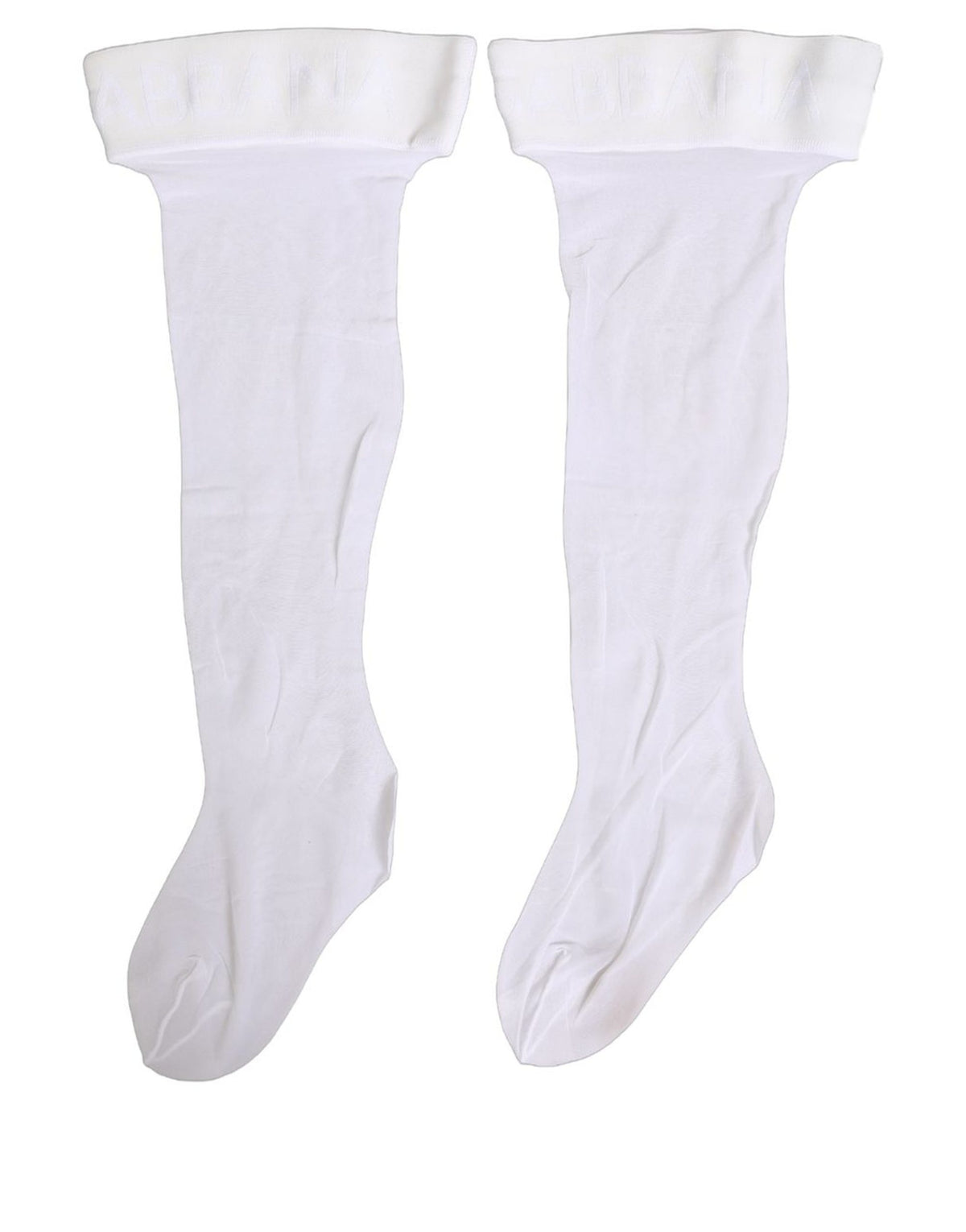 Dolce & Gabbana .White Nylon Logo Calf Long Women Accessory Socks Dolce & Gabbana