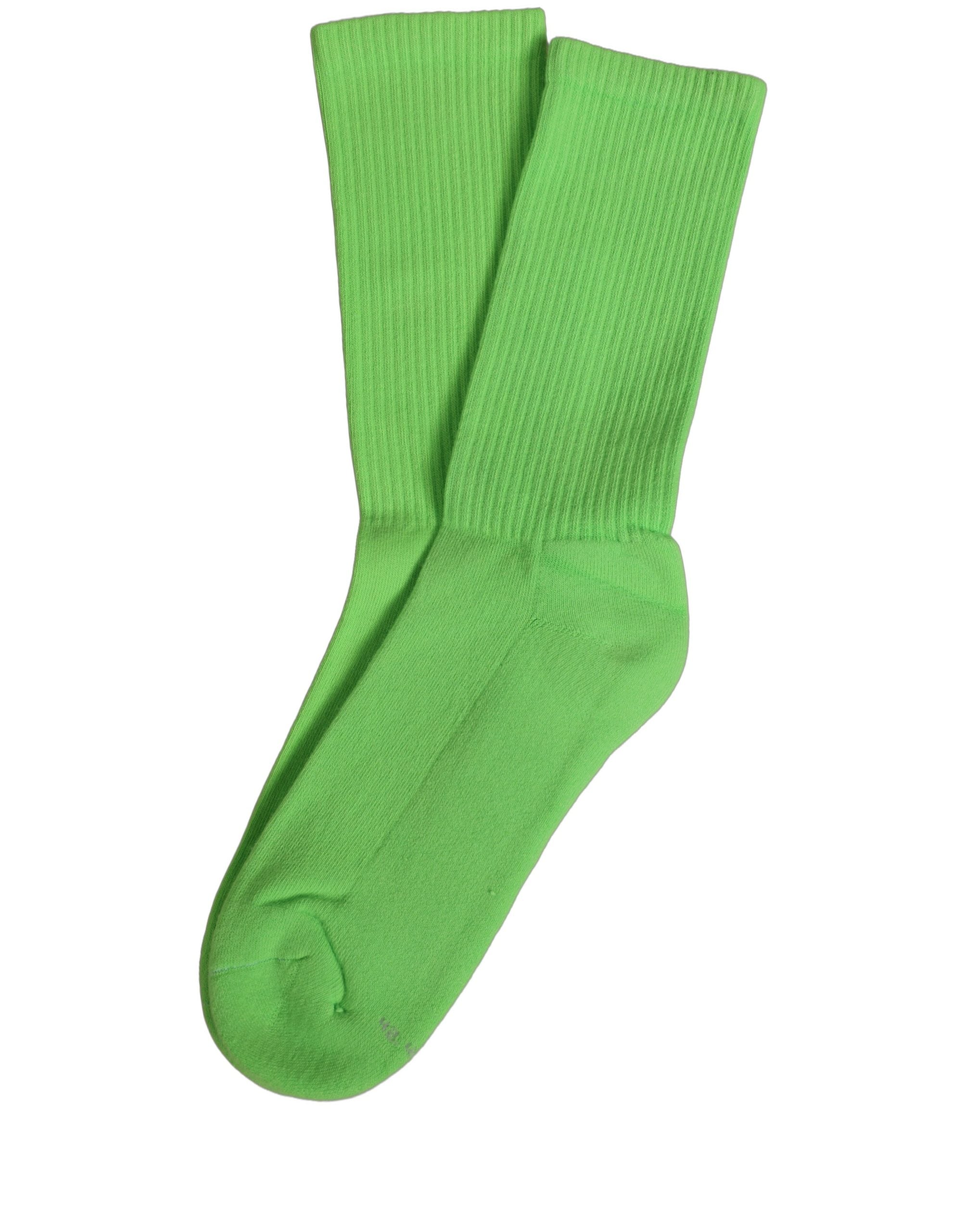 Dolce & Gabbana Green Cotton Ribbed Mid Calf Women Accessory Socks Dolce & Gabbana