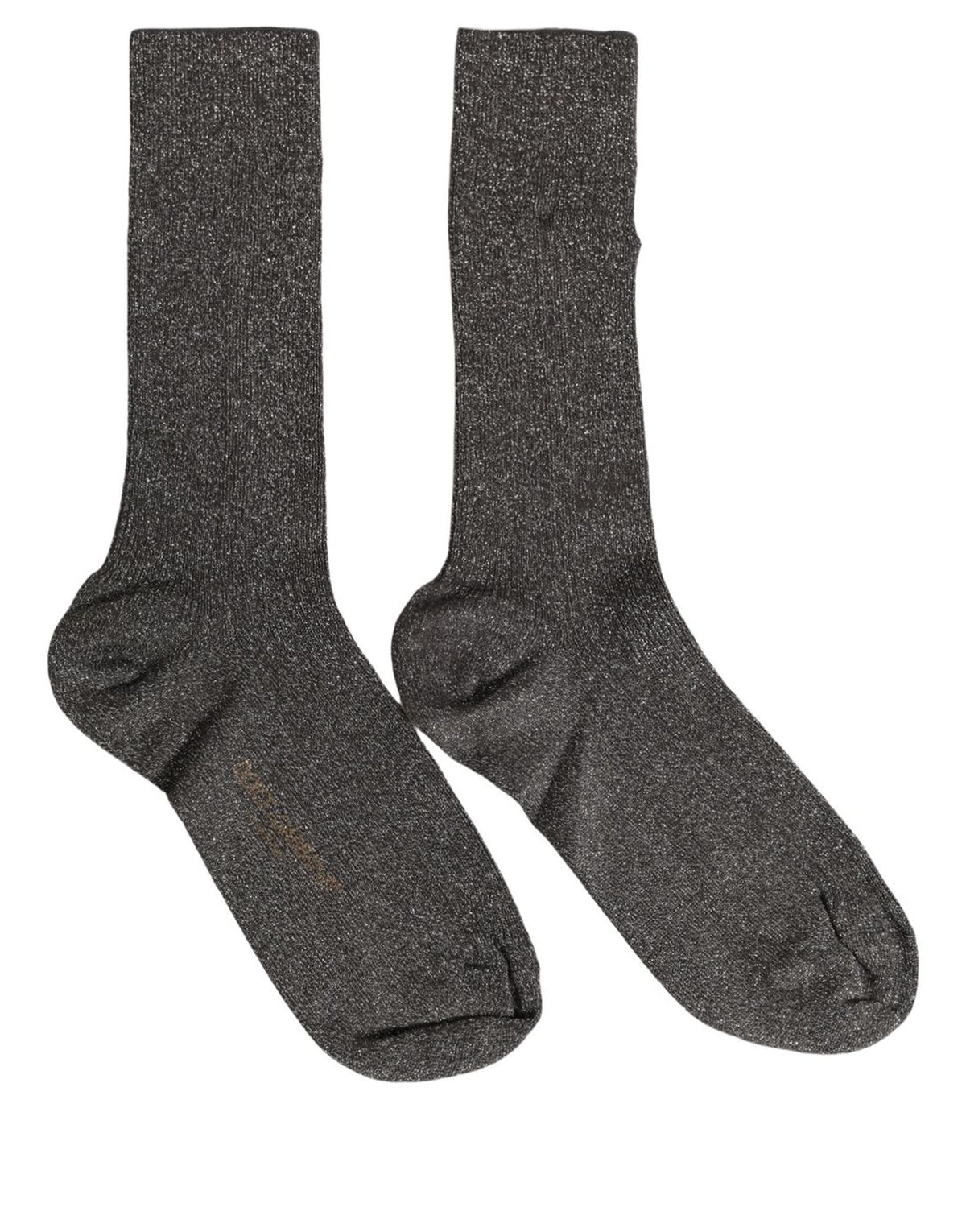 Dolce & Gabbana Dark Gray Viscose Logo Mid Calf Accessory Socks Dolce & Gabbana