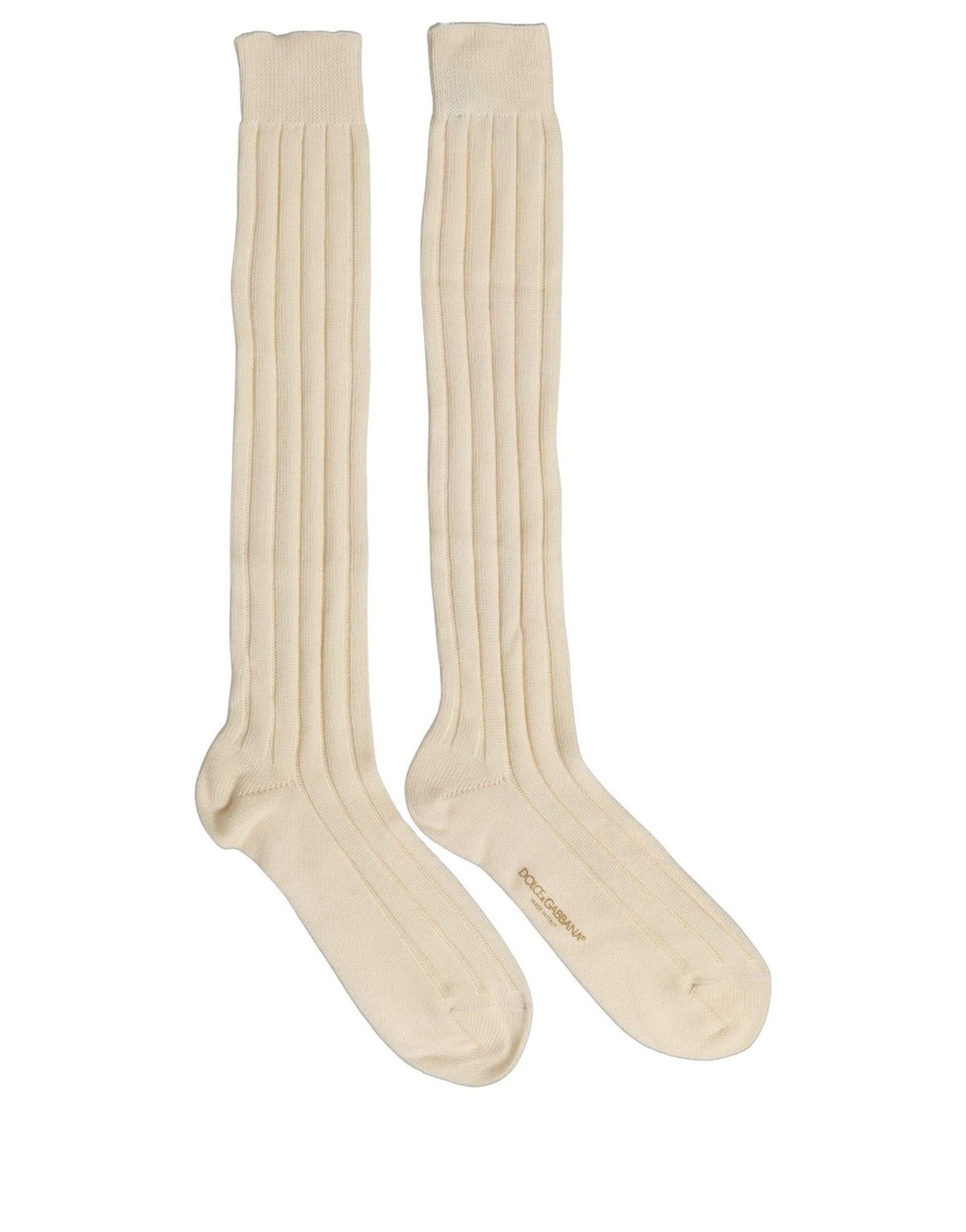 Dolce & Gabbana Beige Wool Stretch Knee High Accessory Socks Dolce & Gabbana