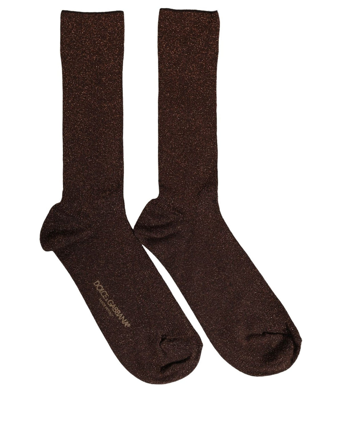Dolce & Gabbana Dark Brown Viscose Logo Mid Calf Accessory Socks Dolce & Gabbana