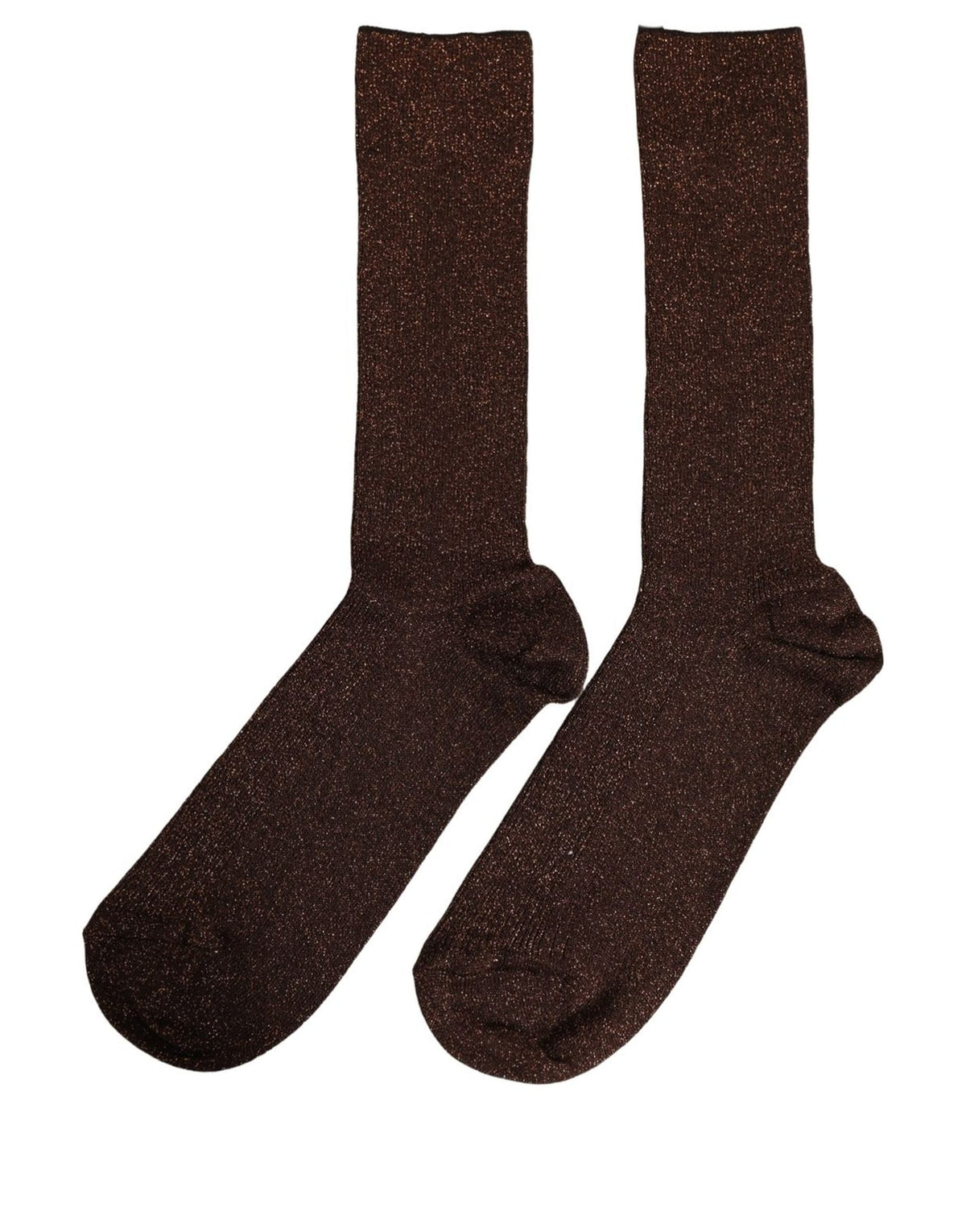 Dolce & Gabbana Dark Brown Viscose Logo Mid Calf Accessory Socks Dolce & Gabbana