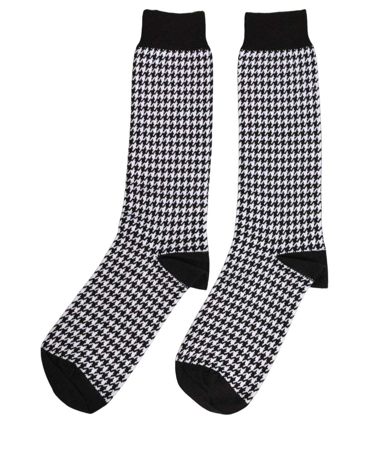 Dolce & Gabbana Black White Houndstooth Mid Calf Accessory Socks Dolce & Gabbana
