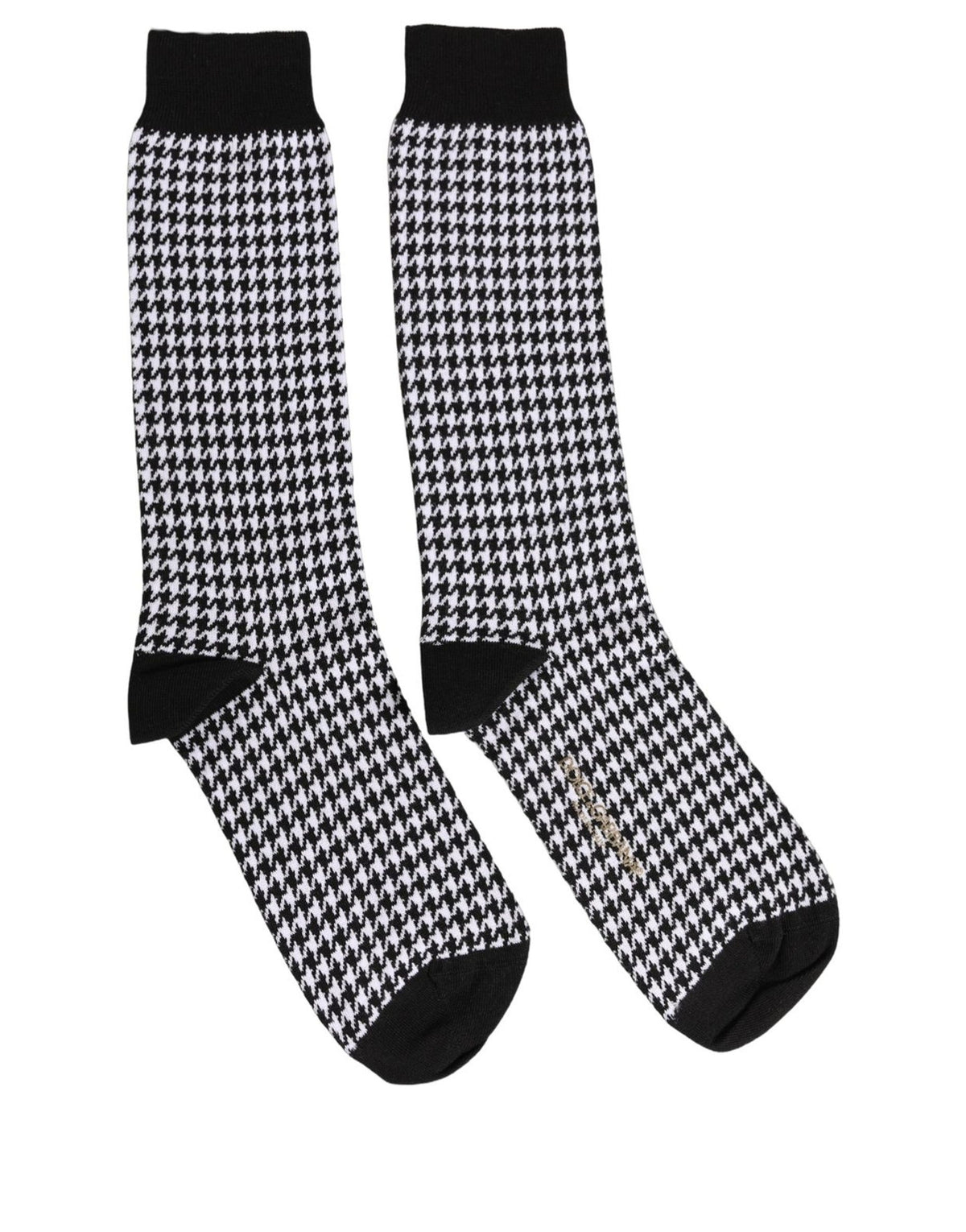 Dolce & Gabbana Black White Houndstooth Mid Calf Accessory Socks Dolce & Gabbana