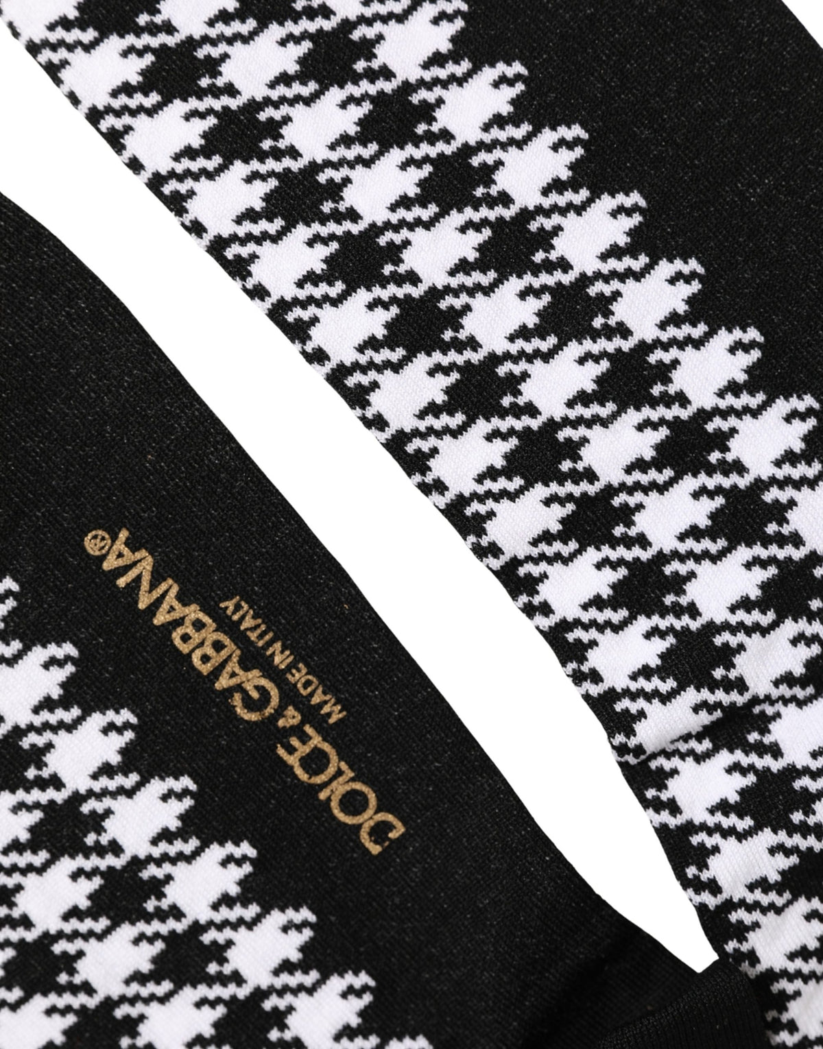 Dolce & Gabbana Black White Houndstooth Mid Calf Accessory Socks Dolce & Gabbana