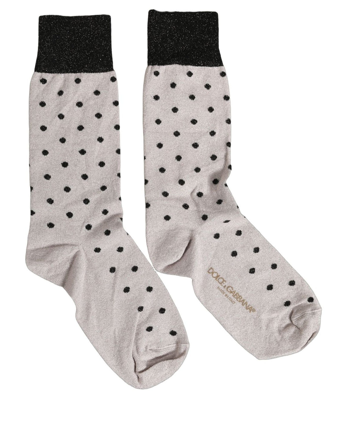 Dolce & Gabbana Gray Viscose Stretch Dotted Women Accessory Socks Dolce & Gabbana