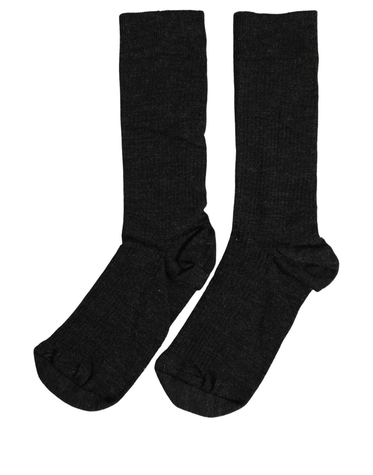 Dolce & Gabbana Black Wool DG Logo Mid Calf Accessory Socks Dolce & Gabbana