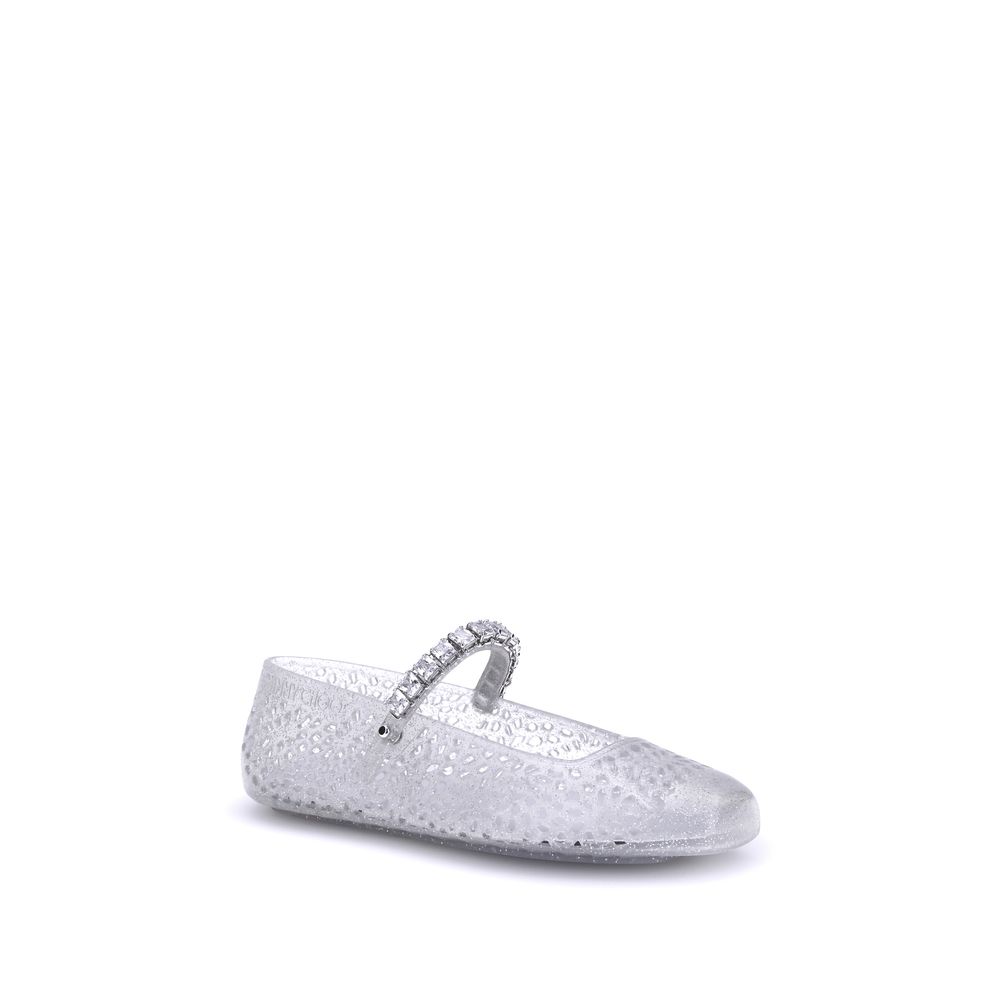 Jimmy Choo White Polyurethane Ballet Flats Jimmy Choo