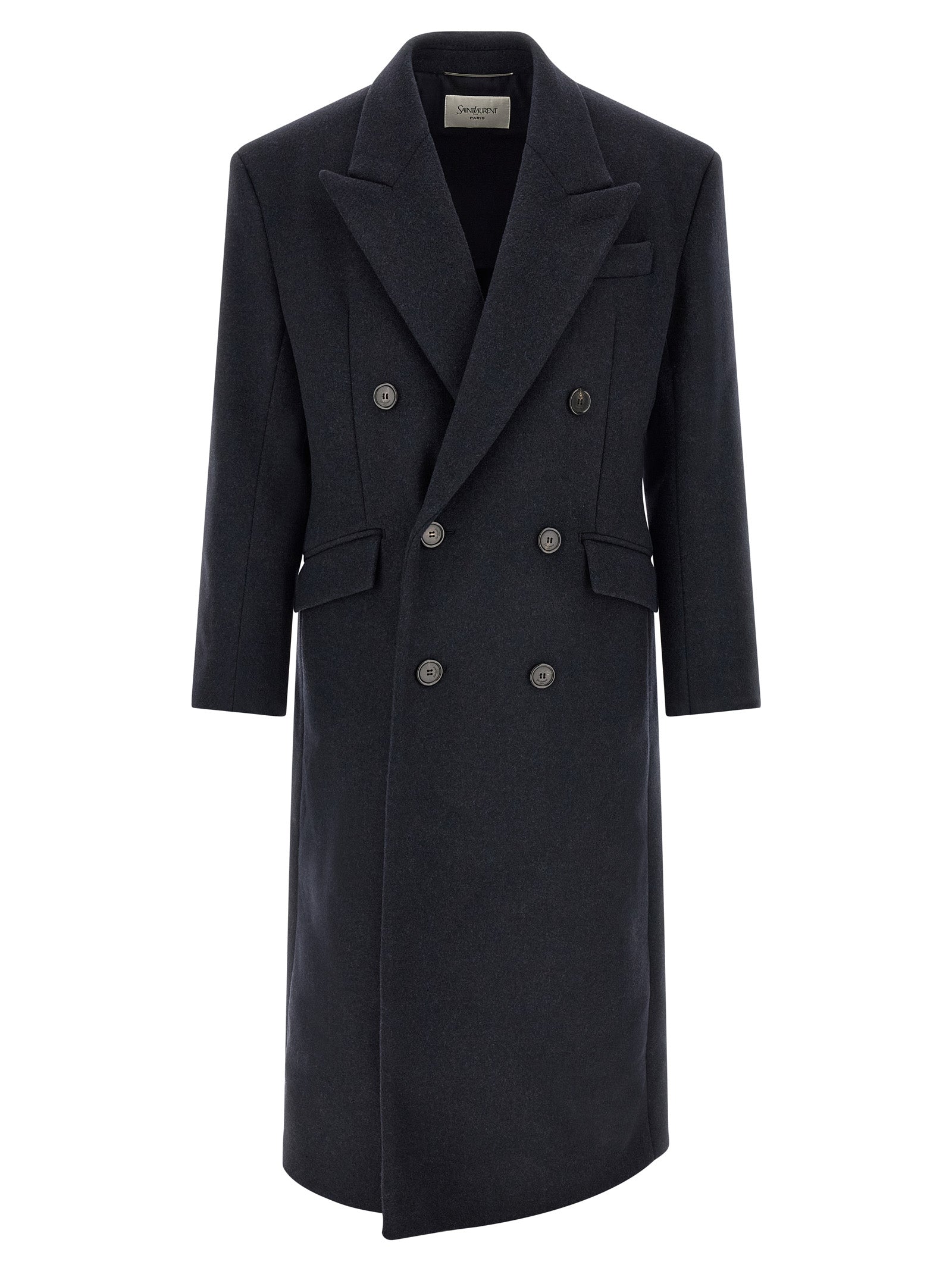 Saint Laurent Blue Wool Coat Saint Laurent