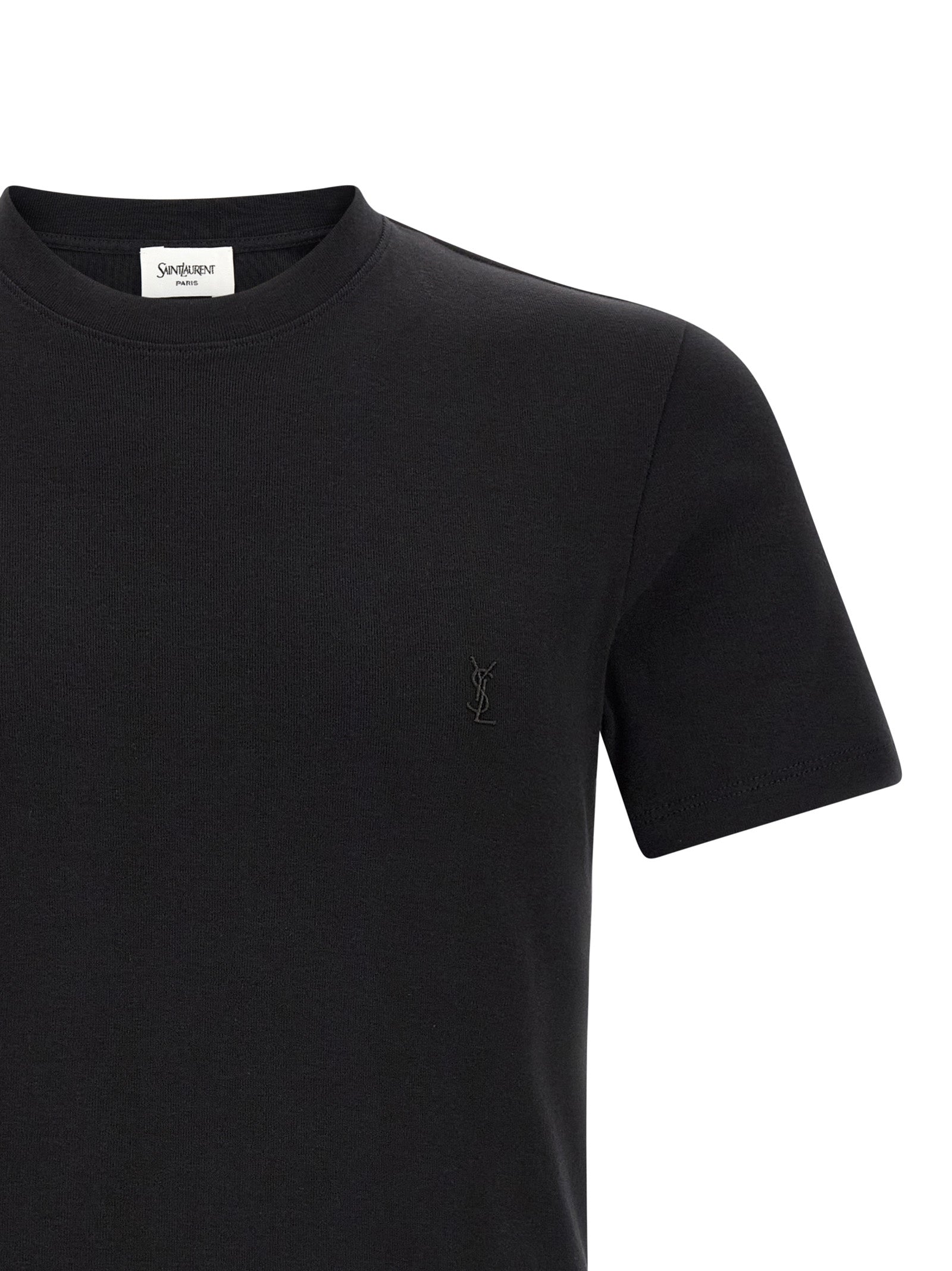 Saint Laurent Black Cotton T-Shirt Saint Laurent