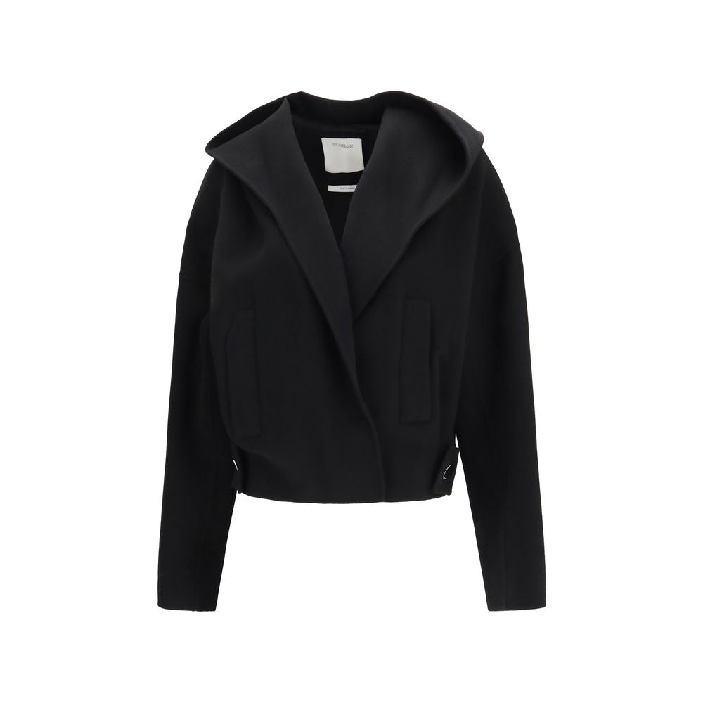 Max Mara Black Wool Oves Aries Full-Length Jacket Max Mara