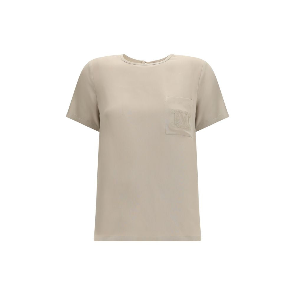 Max Mara Beige Silk T-Shirt Max Mara