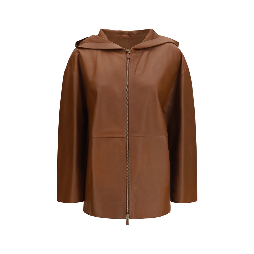 Max Mara Brown Lamb Ovis Aries Leather Jacket Max Mara