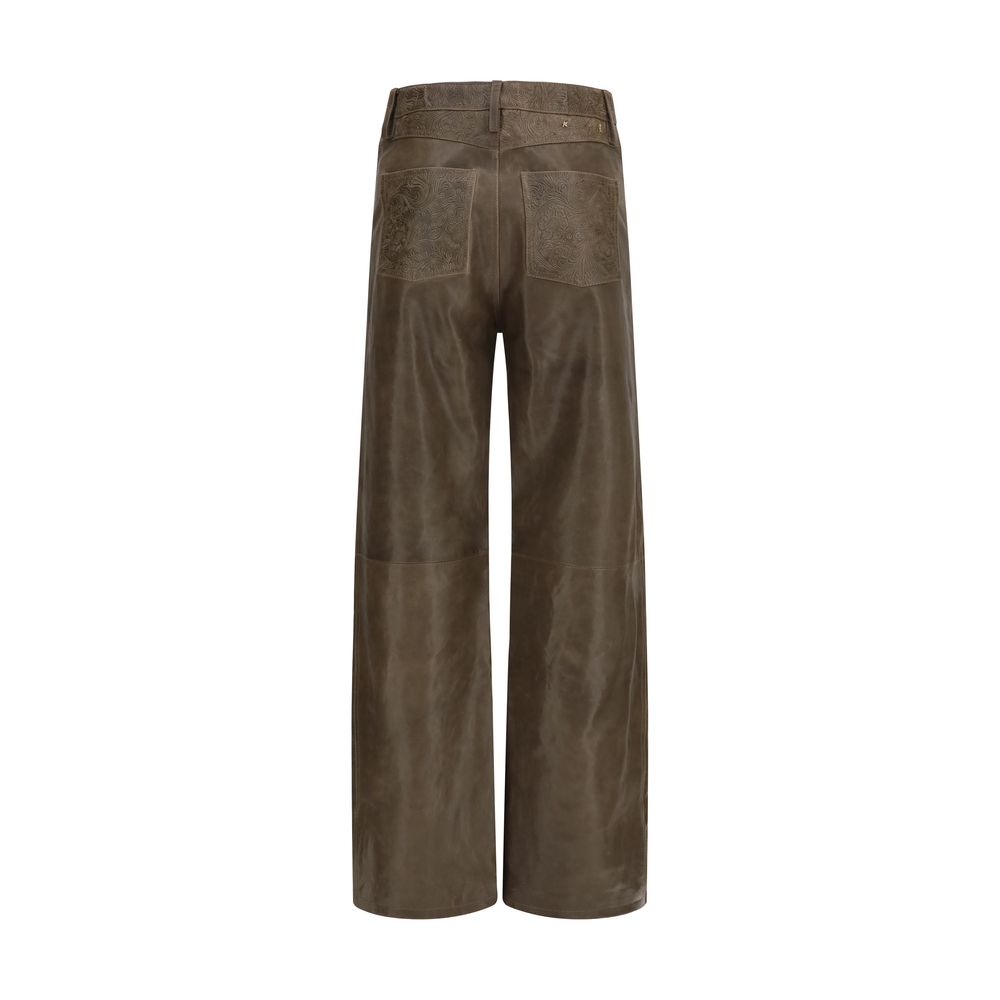 Golden Goose Brown Leather Pants Golden Goose