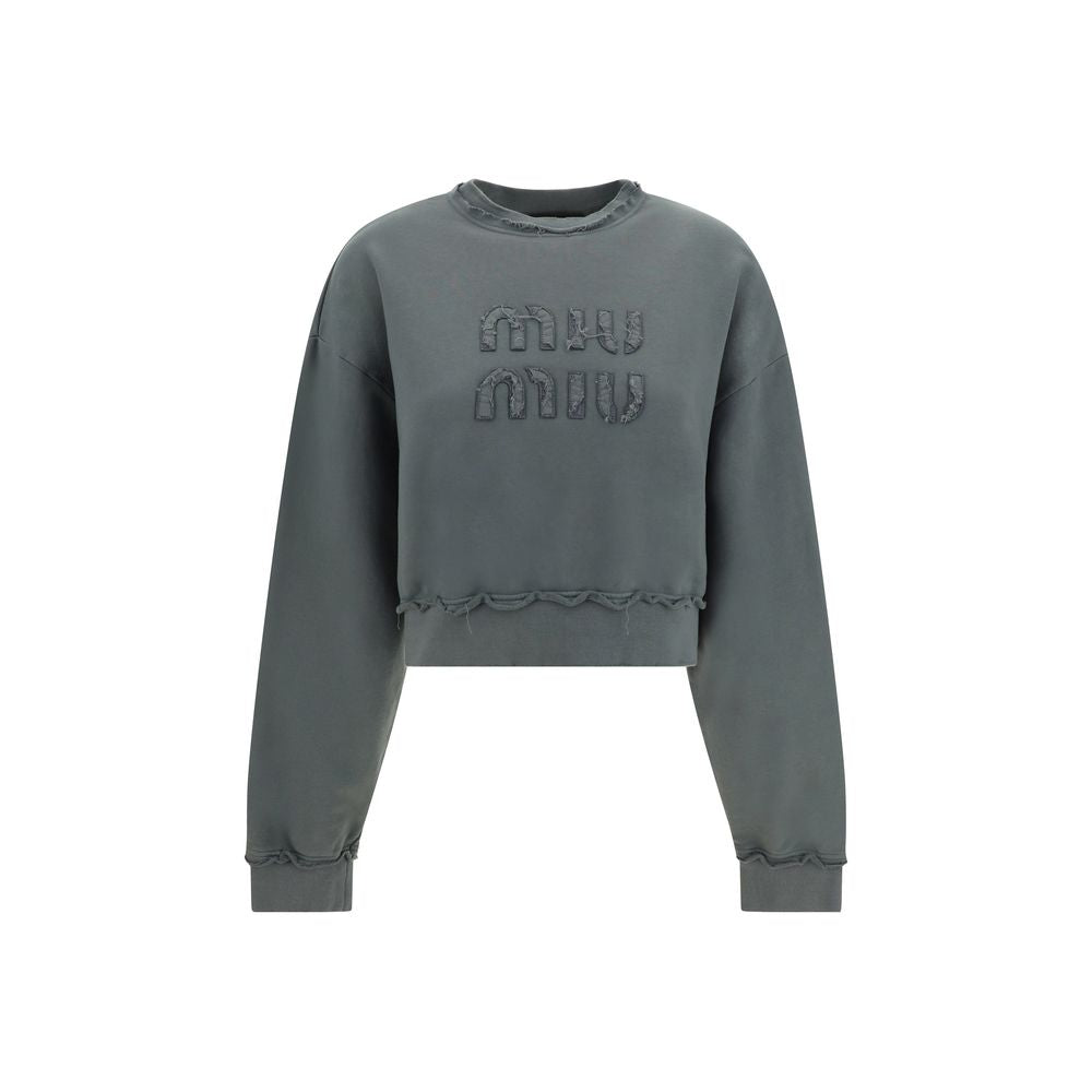 Miu Miu Gray Cotton Sweatshirt Miu Miu