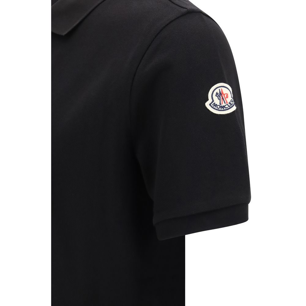 Moncler Black Cotton Polo Shirt Moncler